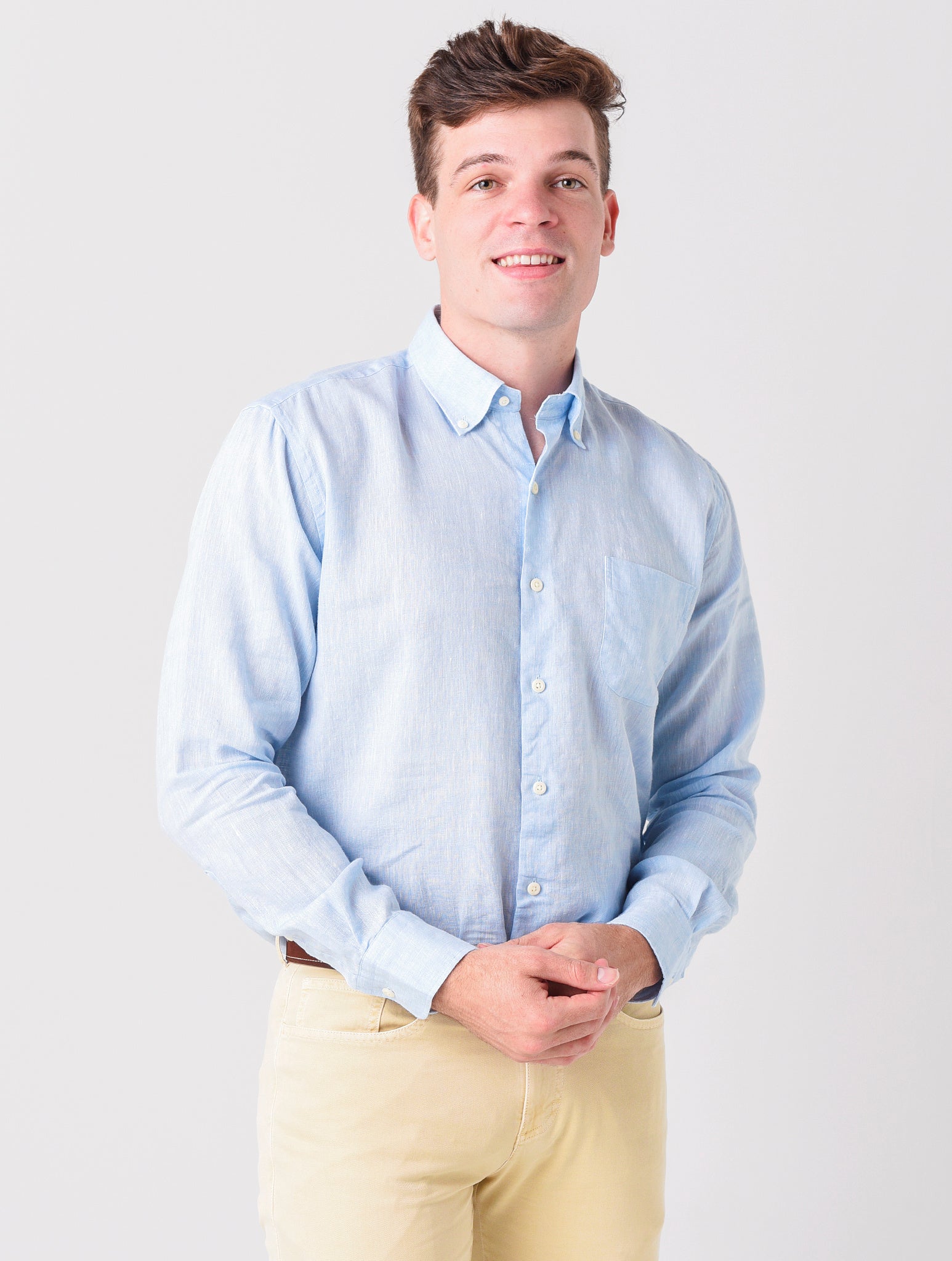 Peter Millar Crown Men's Sardinia Linen-Blend Sport Shirt - Saint Bernard