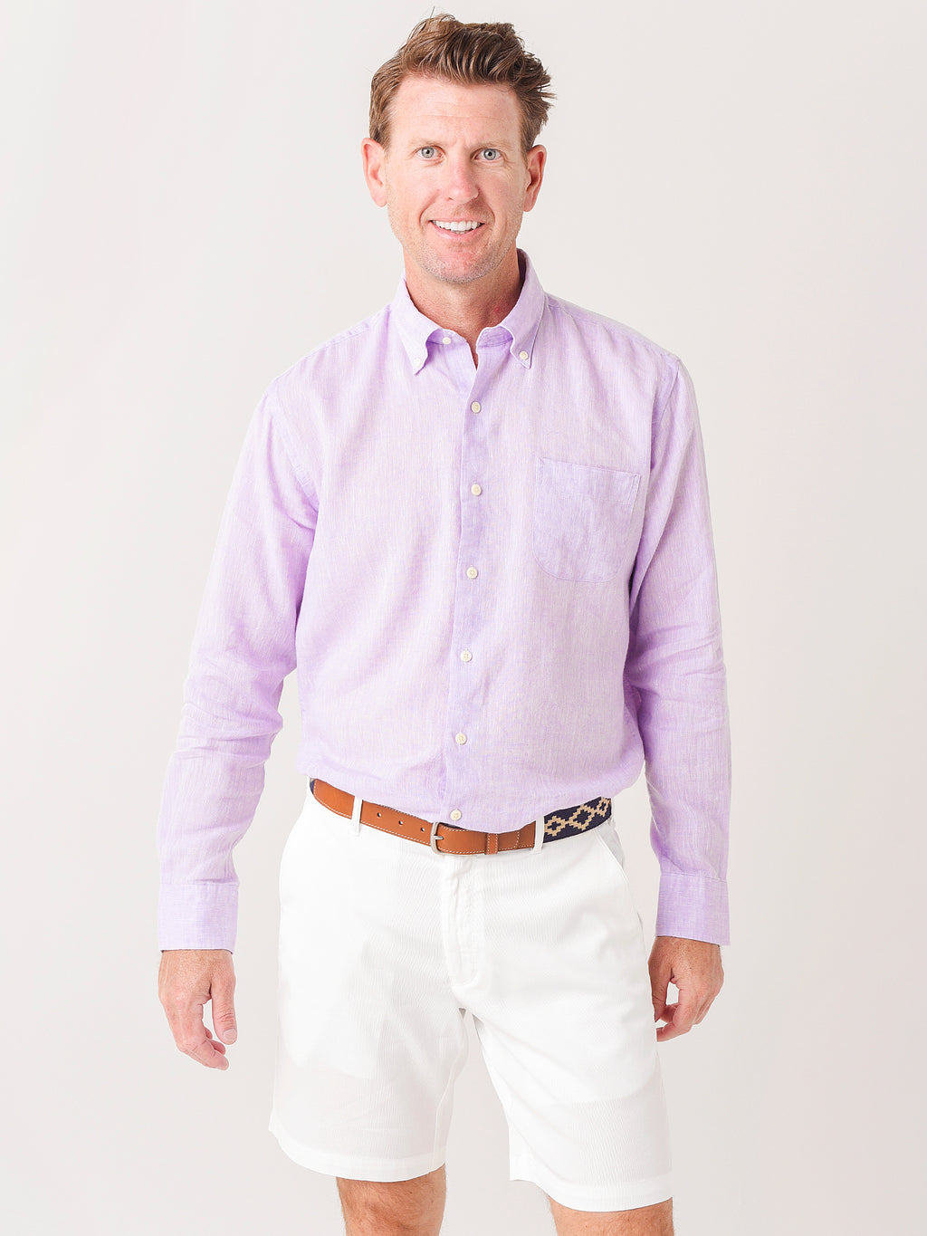 Peter Millar Crown Men's Sardinia Linen-Blend Sport Shirt - Saint Bernard