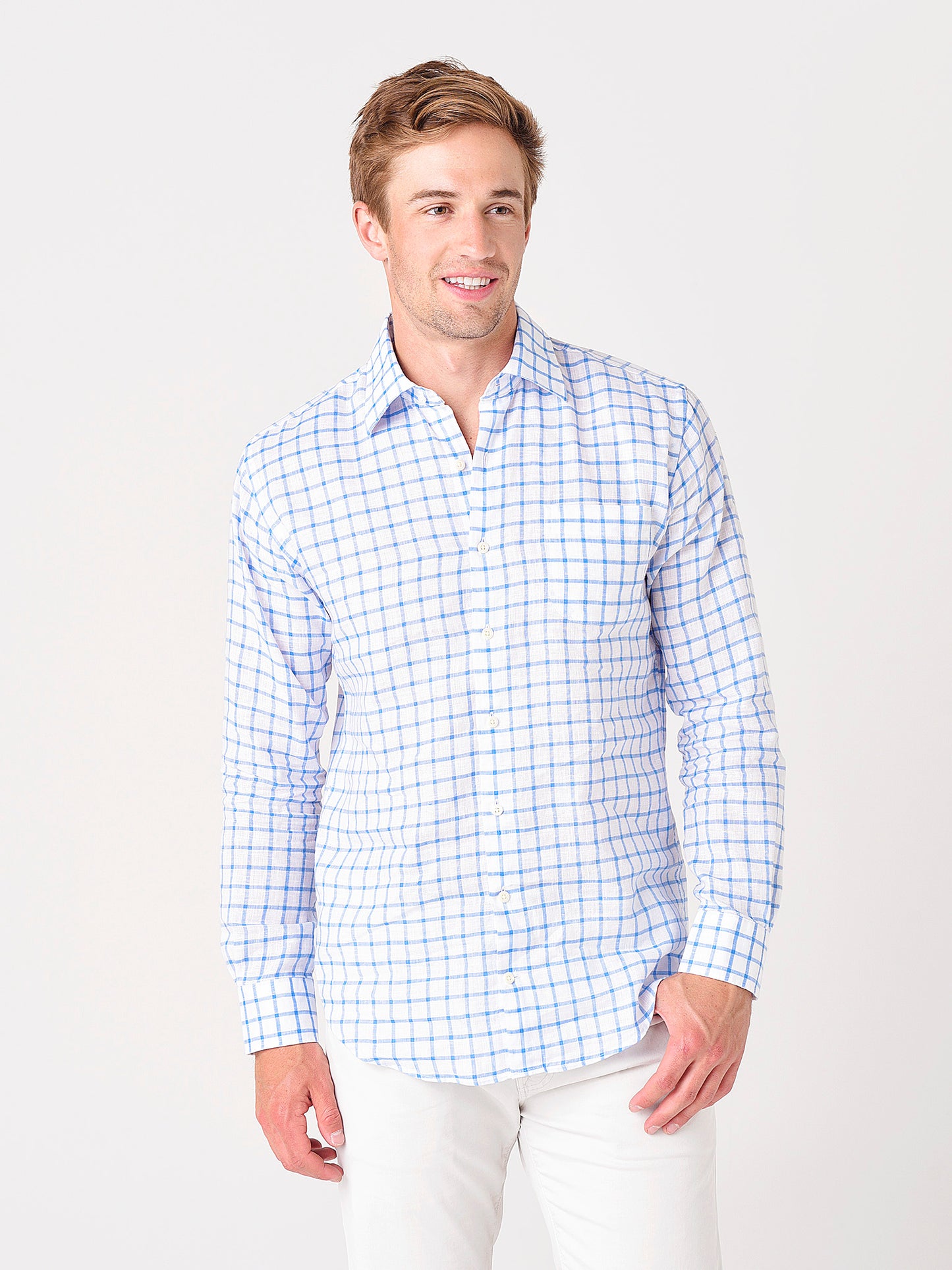 Peter Millar Crown Men's Nelson Linen-Blend Sport Shirt - Saint Bernard