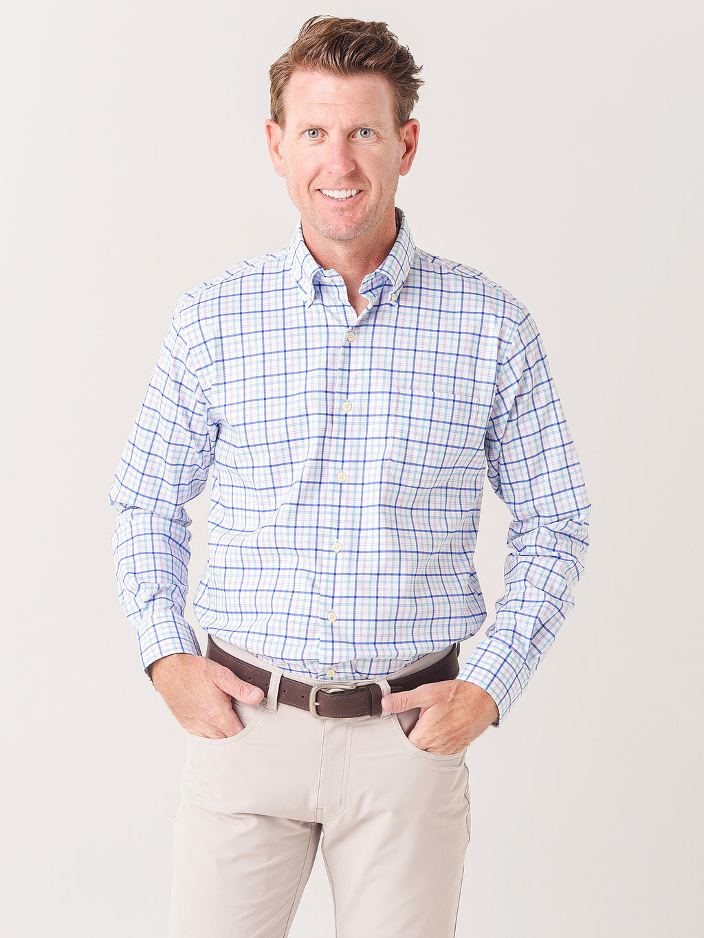Peter Millar Crown Lite Men's Sydney Cotton-Blend Sport Shirt - Saint Bernard