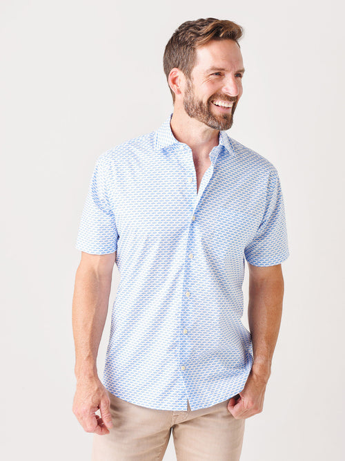 Peter Millar Crown Men's Jag Race Cotton-Blend Short Sleeve Sport Shirt