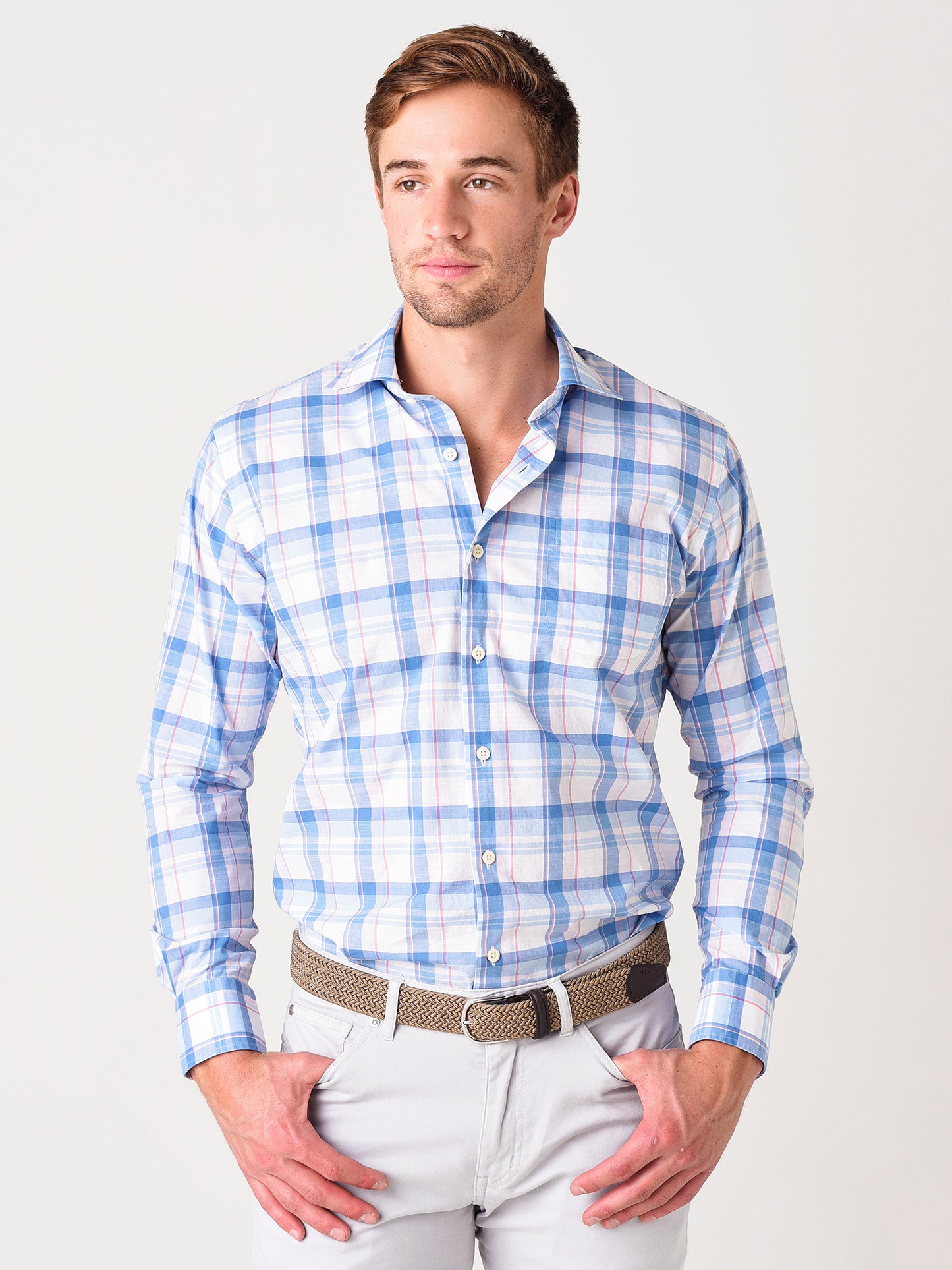 Peter Millar Crown Men's Milo Cotton-Blend Sport Shirt - Saint Bernard