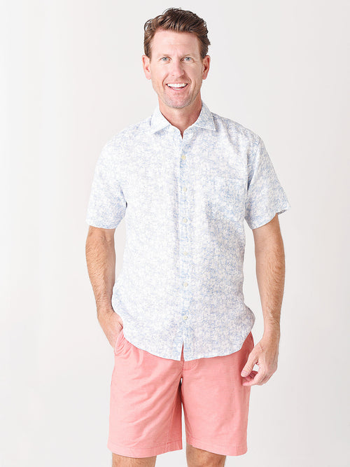 Peter Millar Seaside Men's Floral Aura Linen Short-Sleeve Sport Shirt