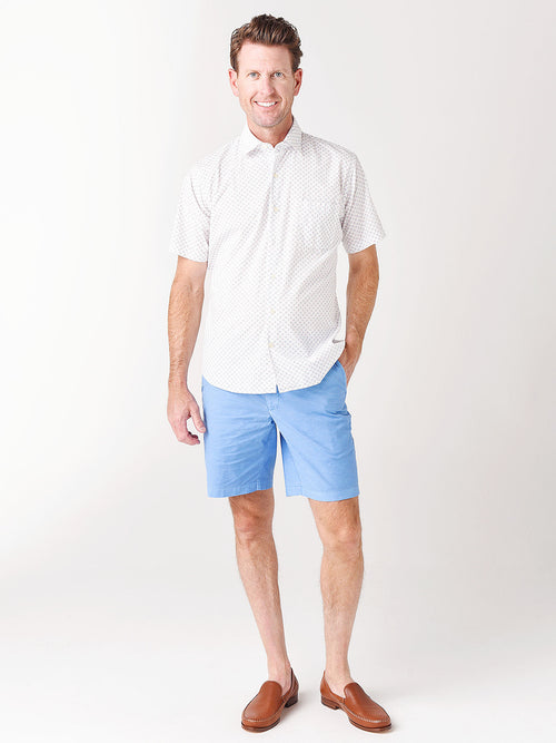 Peter Millar Seaside Men's Shark Tooth Cotton-Blend Short-Sleeve Sport Shirt