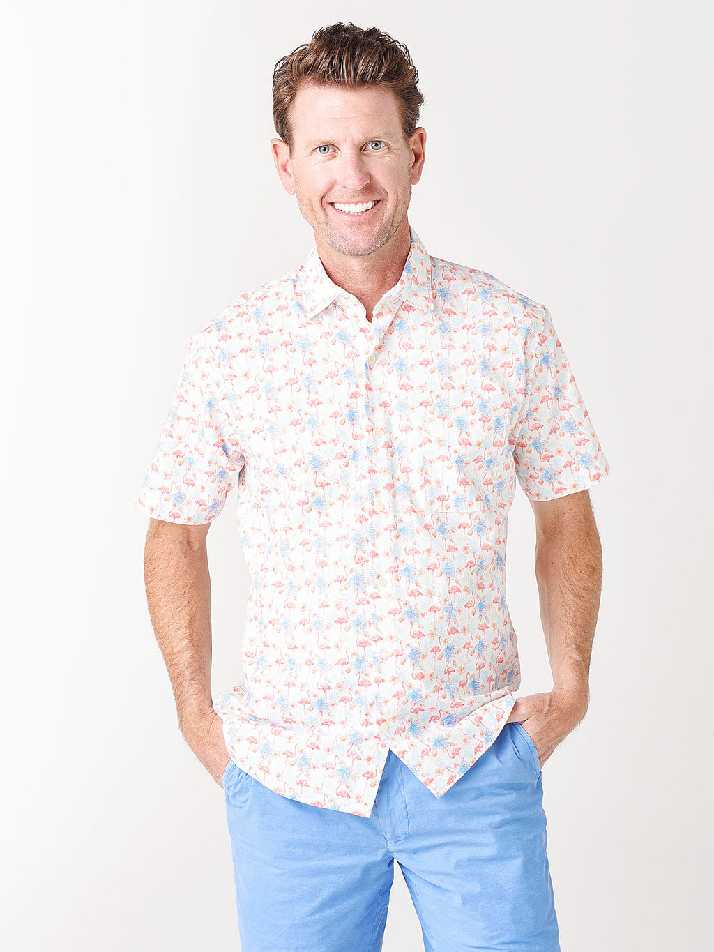 Peter Millar Seaside Paradise Cotton-Blend Sport Shirt - Saint Bernard