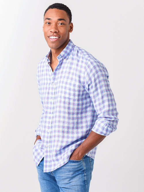 Peter Millar Seaside Men's Summer Bay Linen Sport Shirt