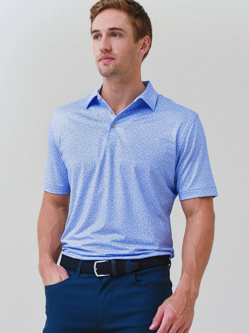 Peter Millar Crown Sport Men's Poolside Geo Performance Jersey Polo