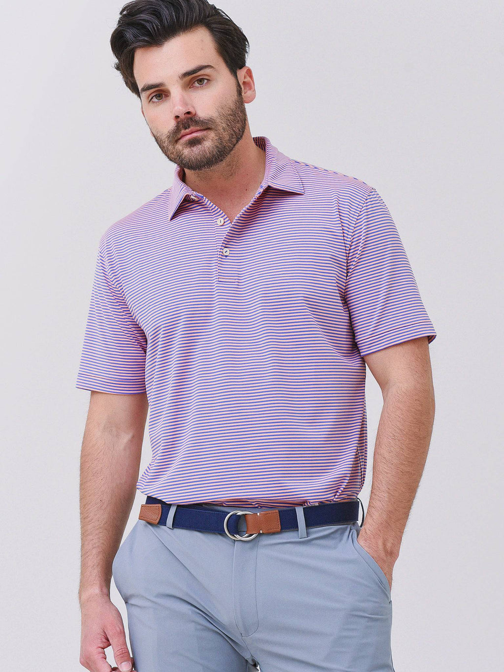 Peter Millar Crown Sport Men's Hales Performance Jersey Polo - Saint Bernard
