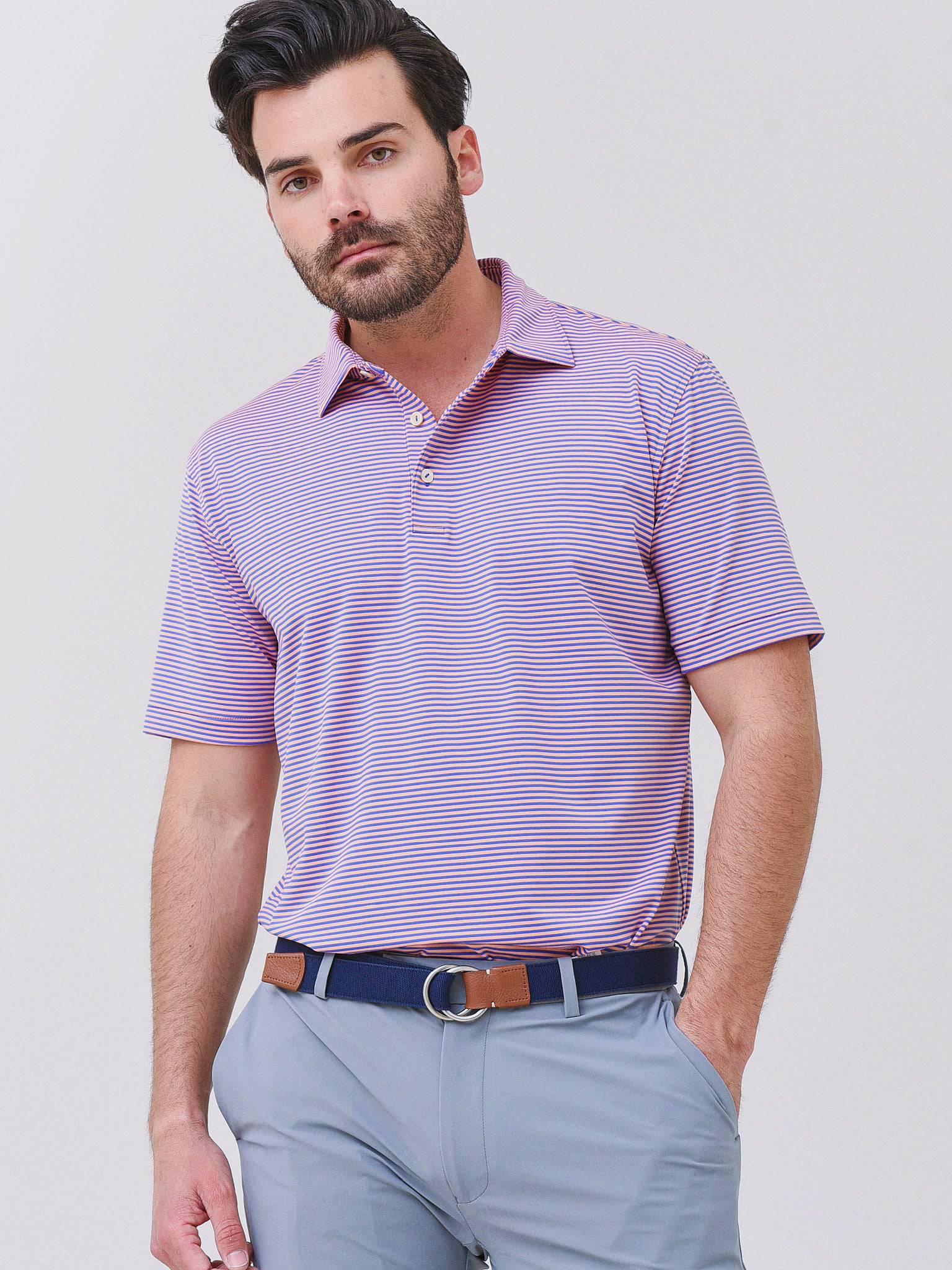 Peter Millar Crown Sport Men's Hales Performance Jersey Polo - Saint Bernard