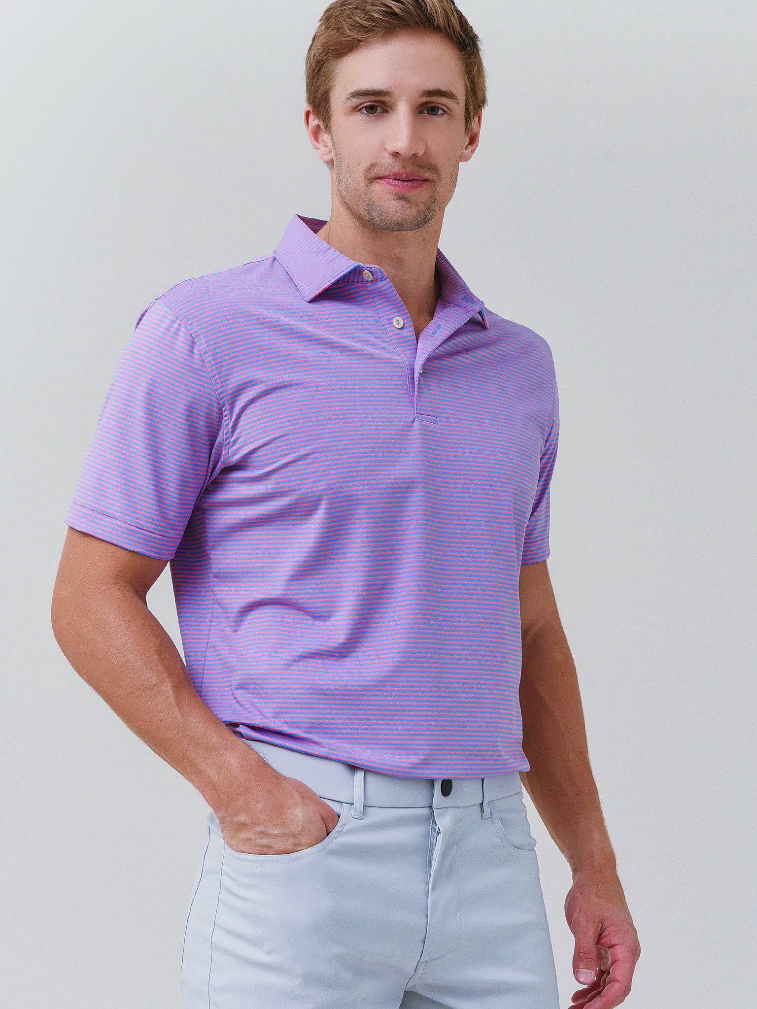 Peter Millar Crown Sport Men's Hales Performance Jersey Polo - Saint Bernard