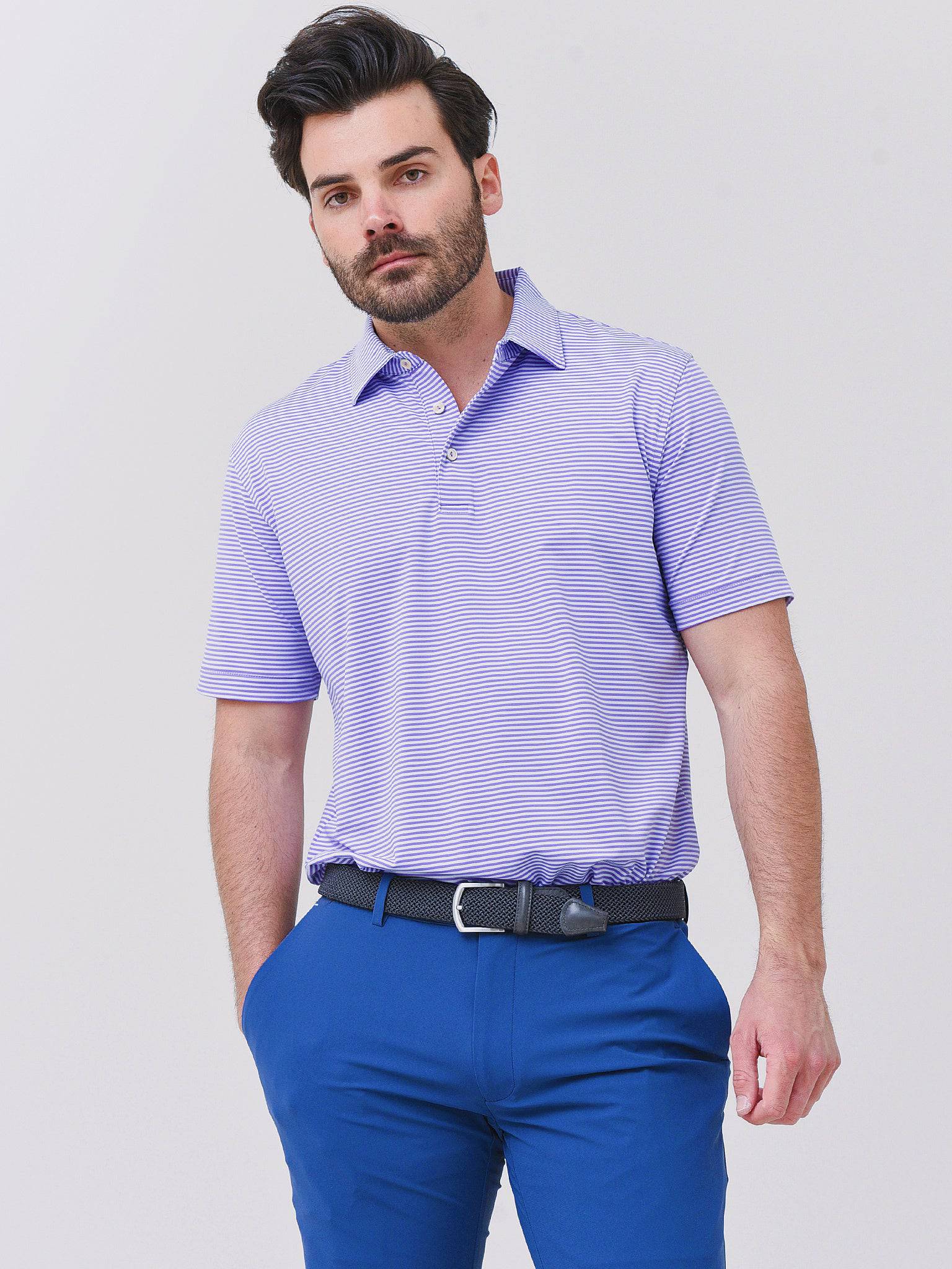 Peter Millar Crown Sport Men's Hales Performance Jersey Polo - Saint Bernard