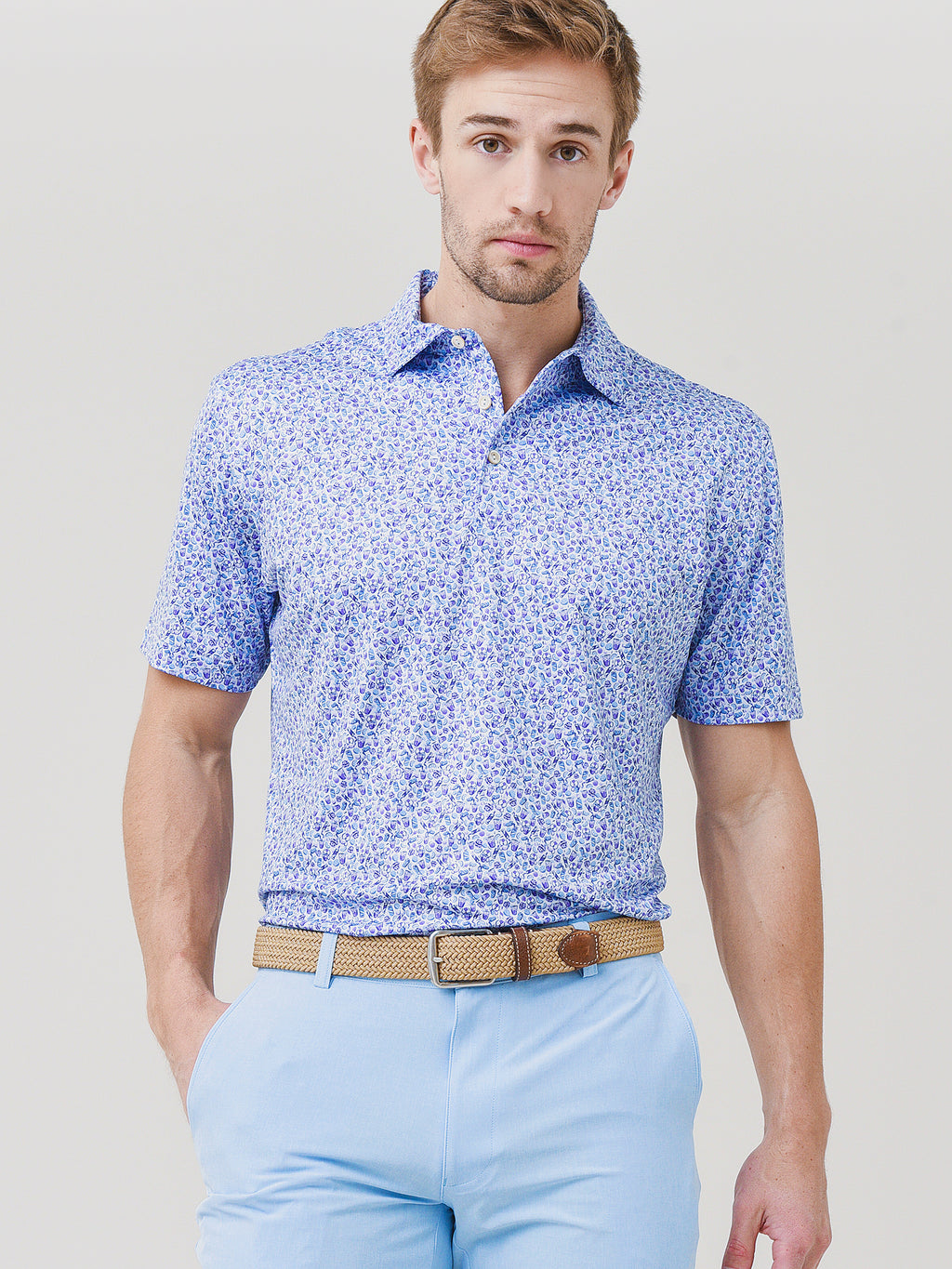 Peter Millar Crown Sport Men's Dazed & Transfused Performance Jersey Polo - Saint Bernard