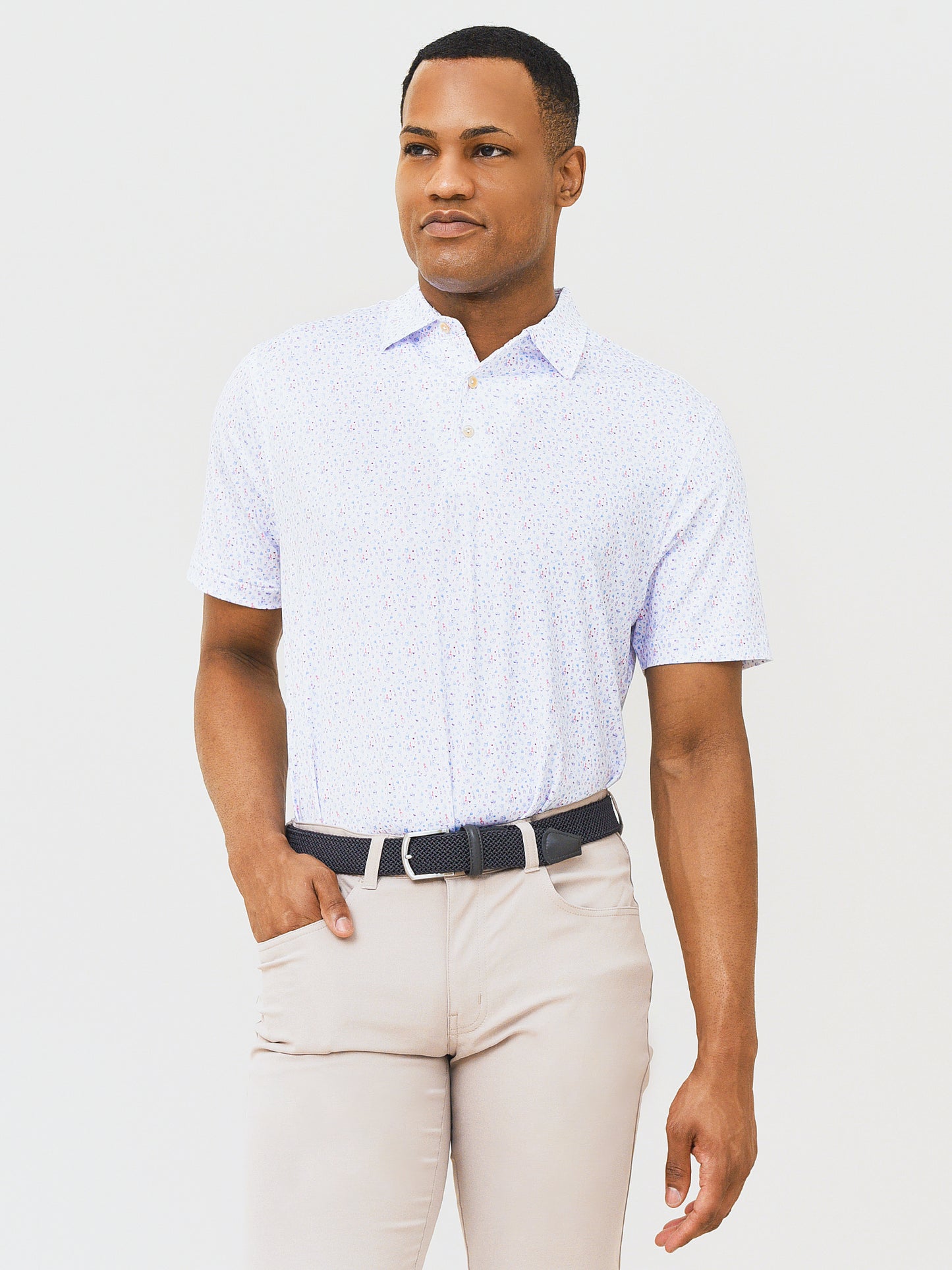 Peter Millar Crown Sport Men's Florida Room Performance Jersey Polo - Saint Bernard