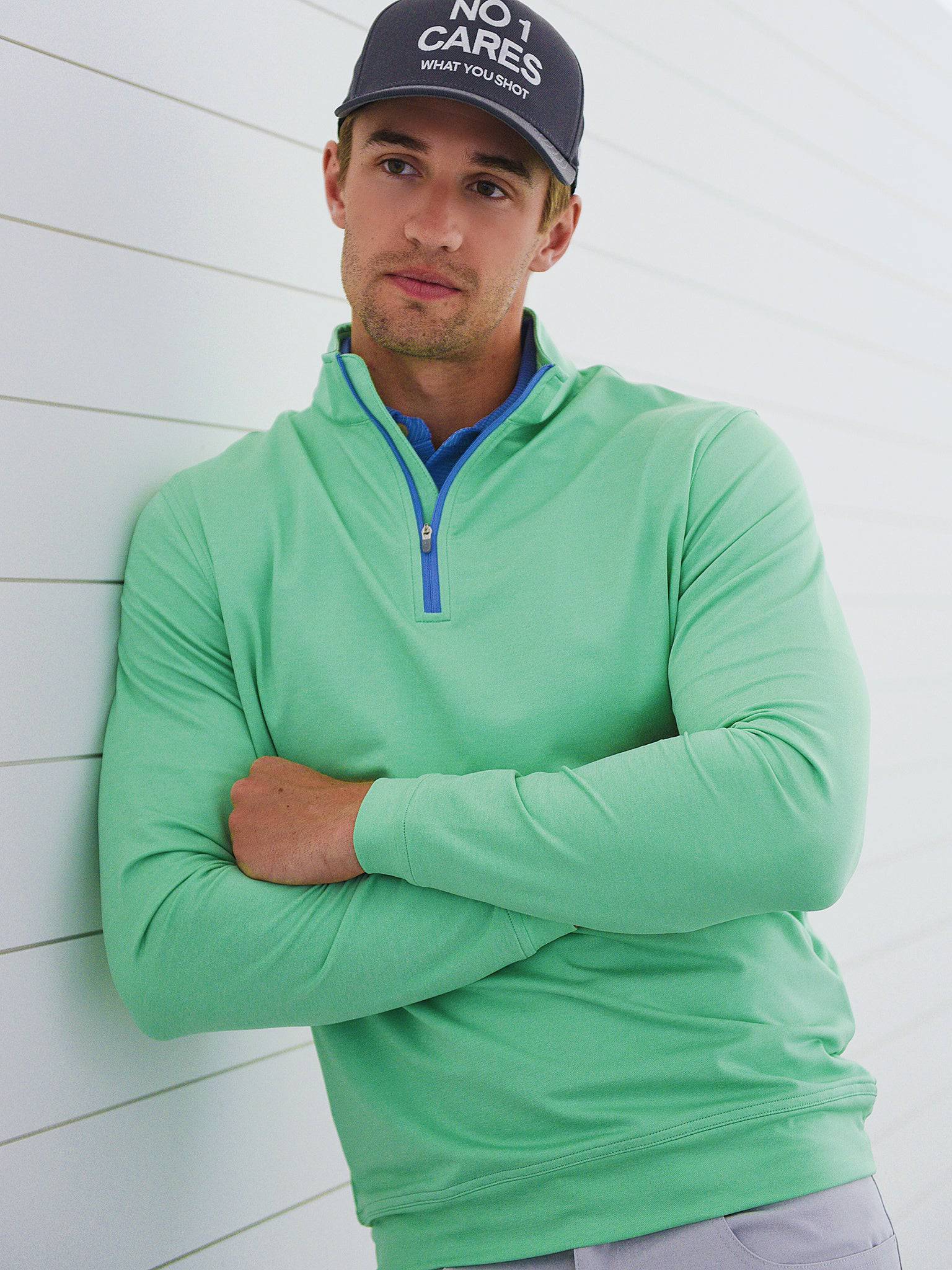 Peter Millar Crown Sport Men's Perth Performance Melange Quarter-Zip - Saint Bernard