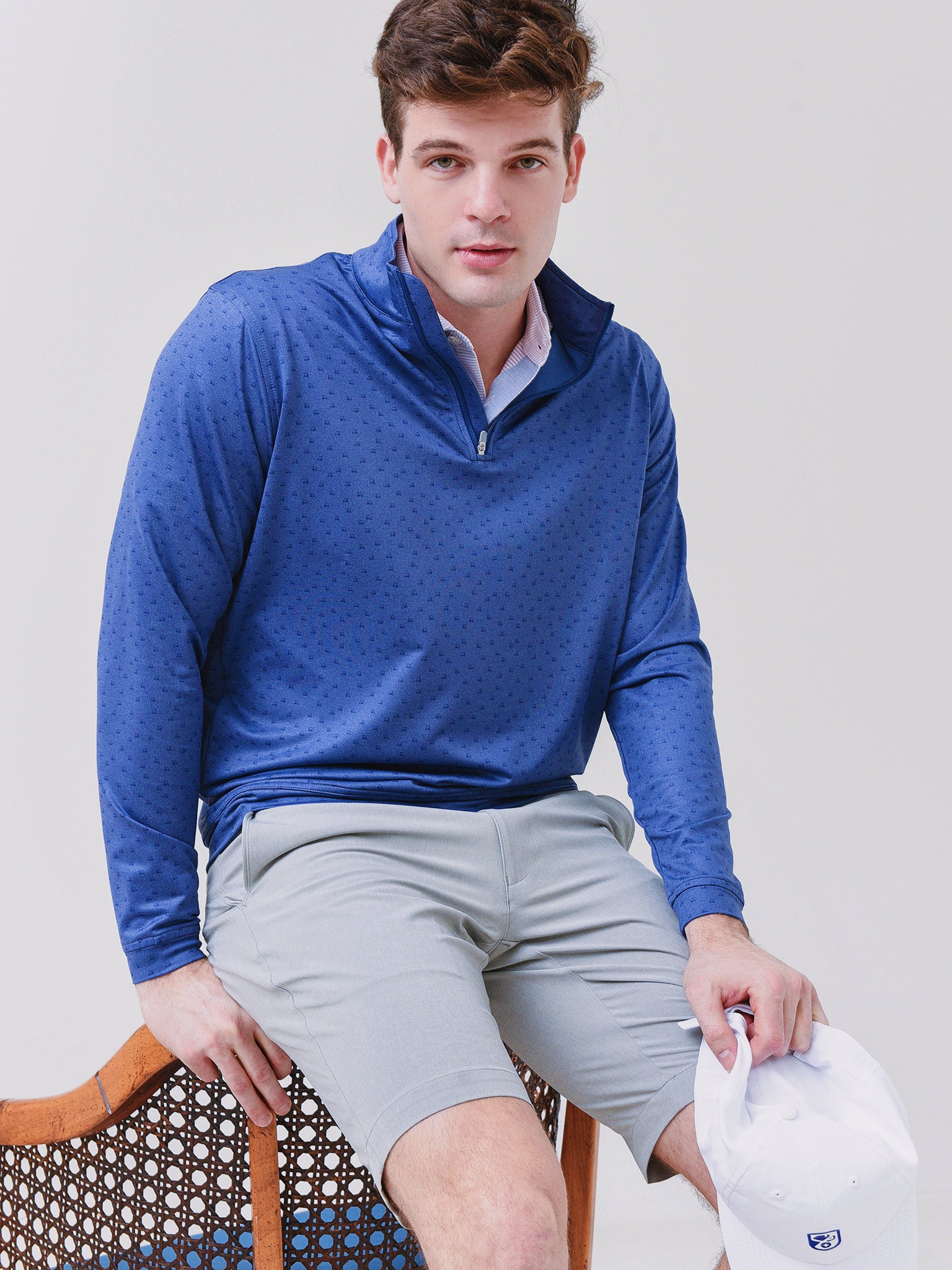 Peter Millar Crown Sport Men's Perth Carts Performance Quarter Zip - Saint Bernard