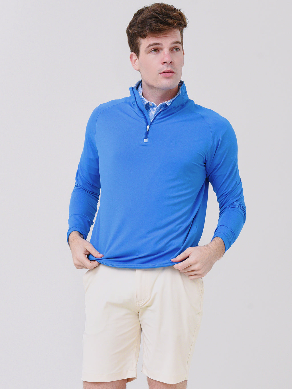 Peter Millar Crown Sport Men's Solar Cool Performance Quarter-Zip - Saint Bernard