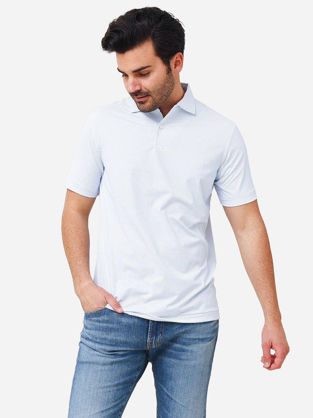 Peter Millar Crown Crafted Men's Quintet Performance Jersey Polo - Saint Bernard