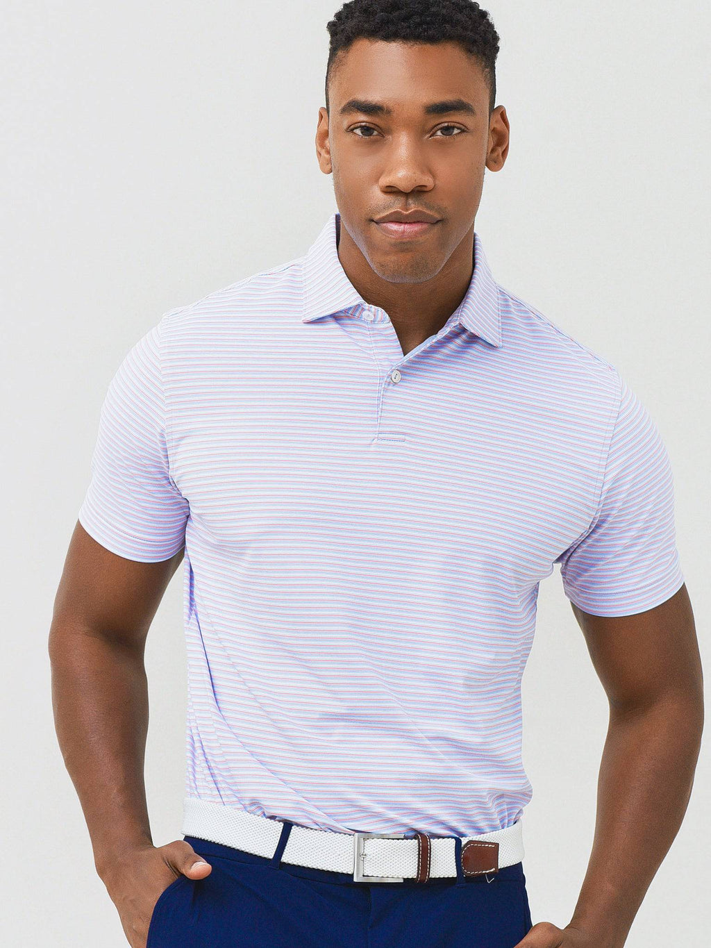 Peter Millar Crown Crafted Men's Spiral Performance Jersey Polo - Saint Bernard