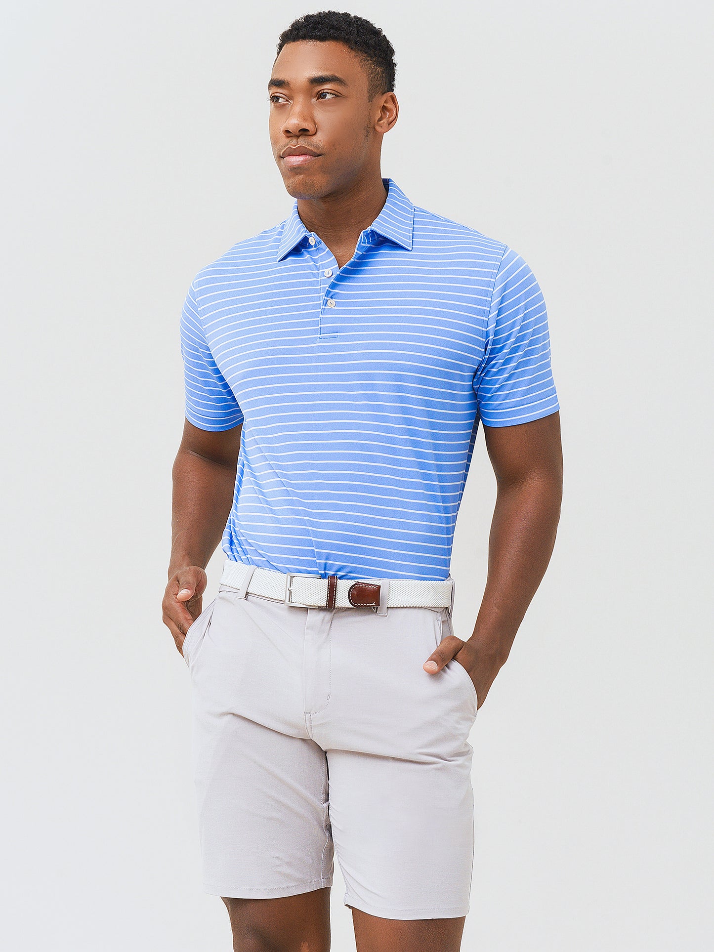 Peter Millar Crown Sport Men's Swan Performance Mesh Polo - Saint Bernard