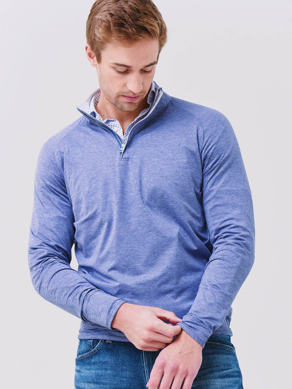 Peter Millar Crown Crafted Men's Stealth Performance Quarter-Zip - Saint Bernard