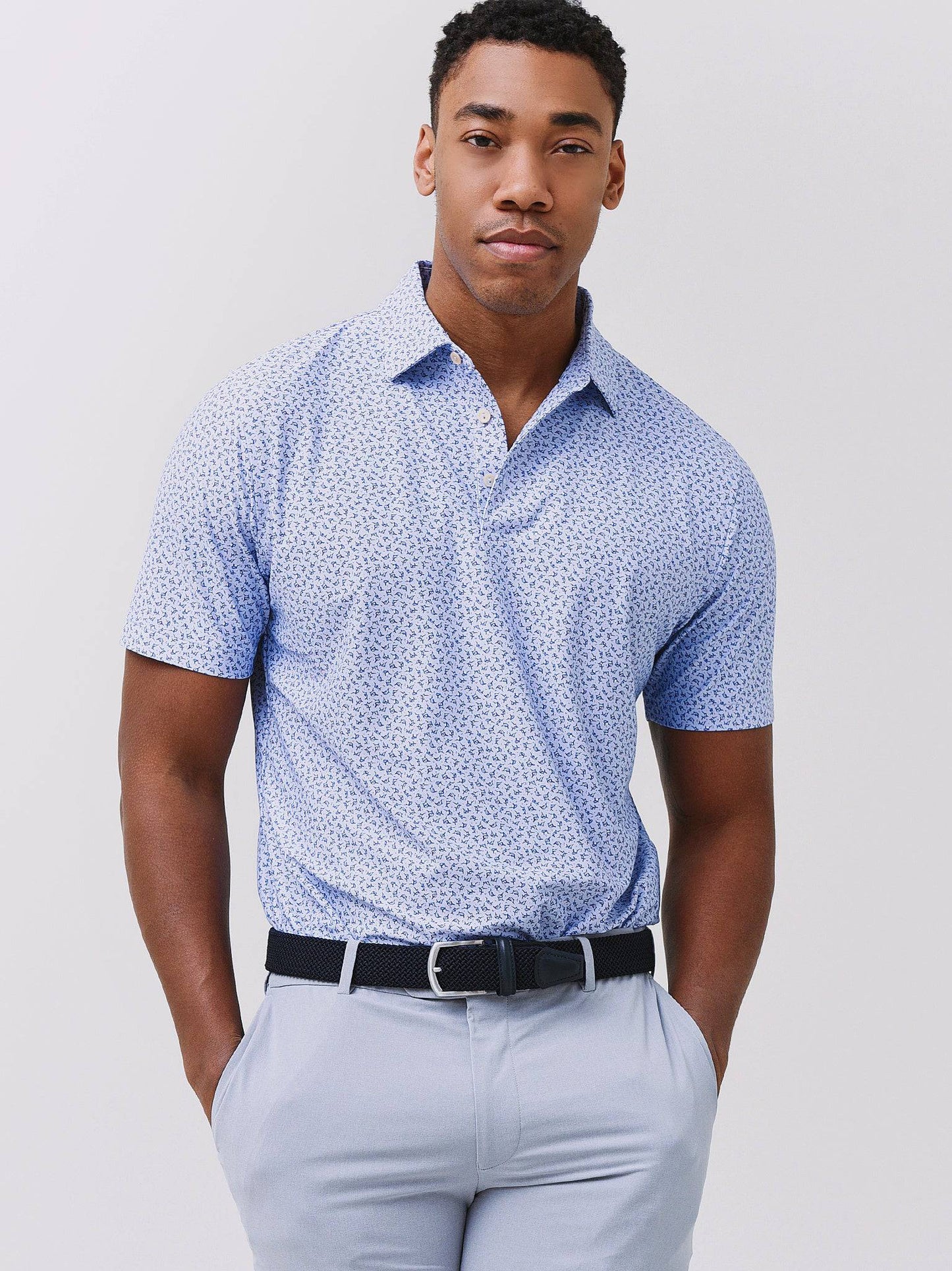 Peter Millar Crown Sport Men's Mad Marlins Performance Mesh Polo - Saint Bernard