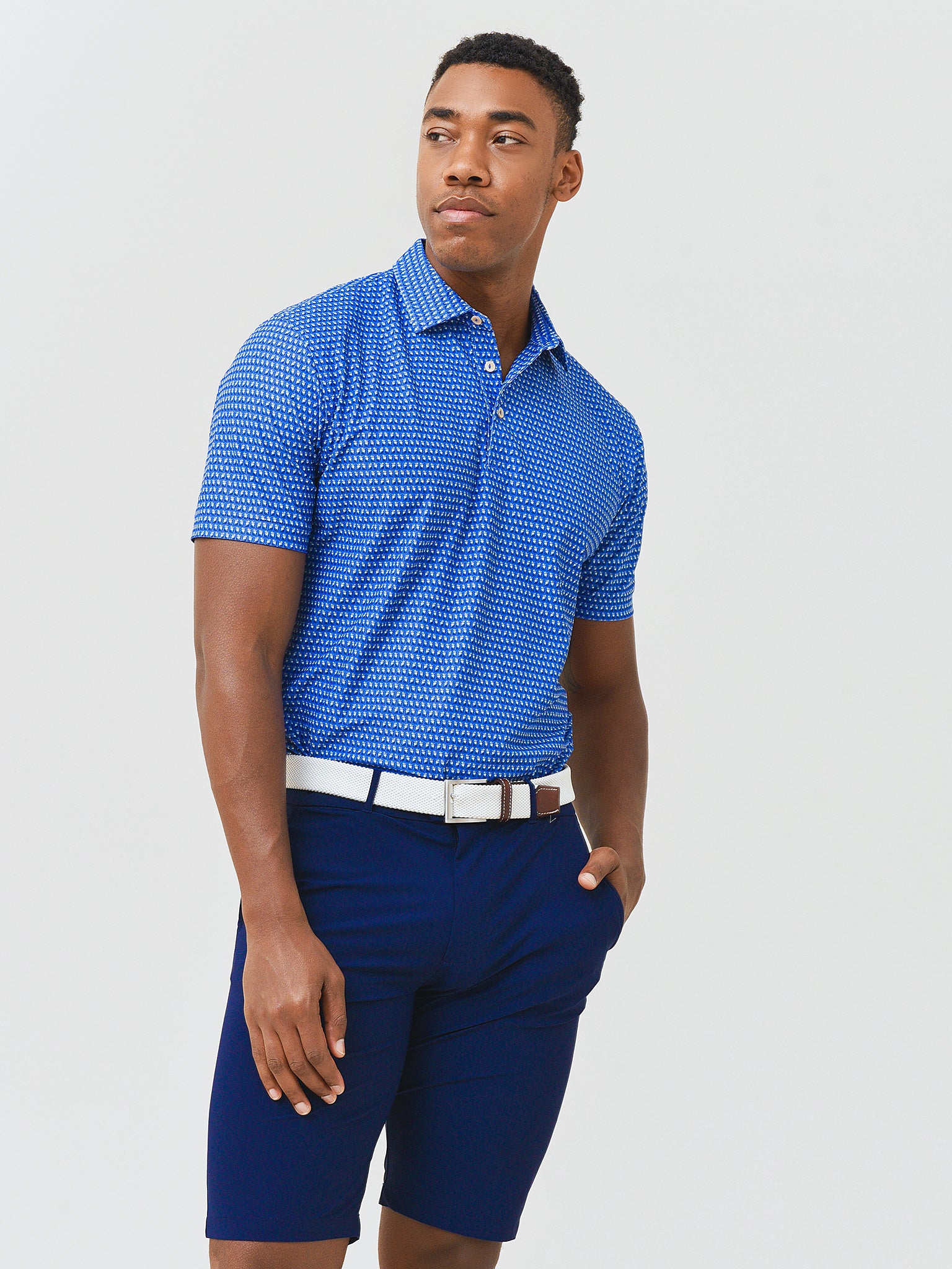 Peter Millar Crown Sport Men's Transom Performance Mesh Polo - Saint Bernard