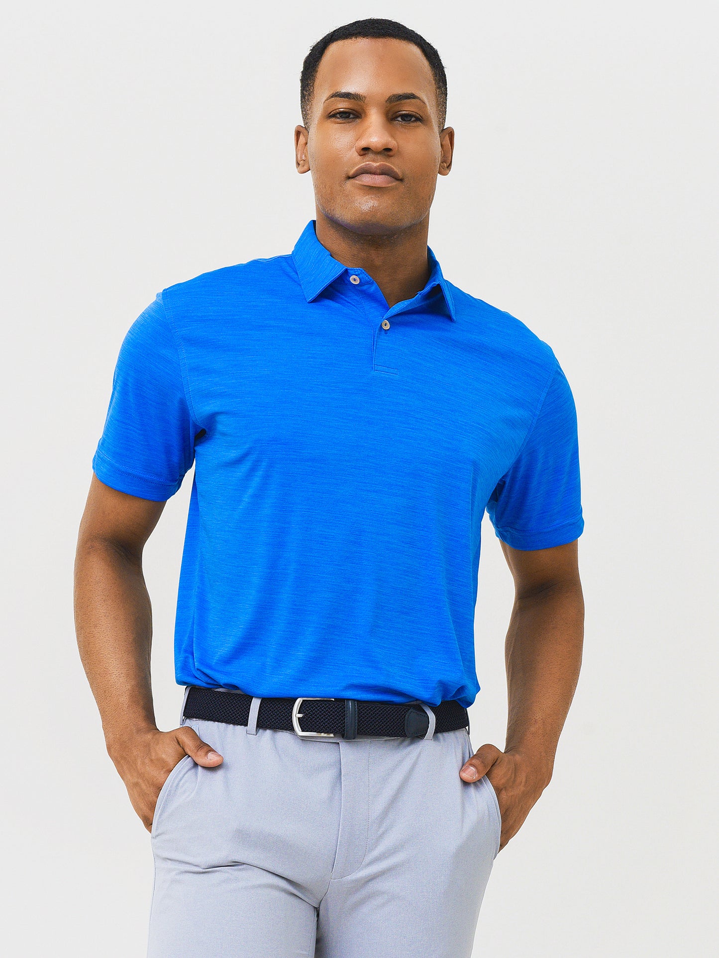 Peter Millar Crown Sport Men's Featherweight Melange Polo - Saint Bernard