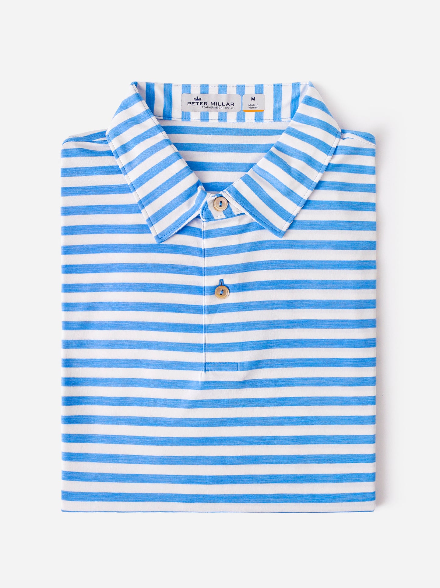 Peter Millar Crown Sport Men's Featherweight Melange Stripe Polo - Saint Bernard