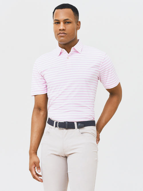 Peter Millar Crown Sport Men's Featherweight Melange Stripe Polo