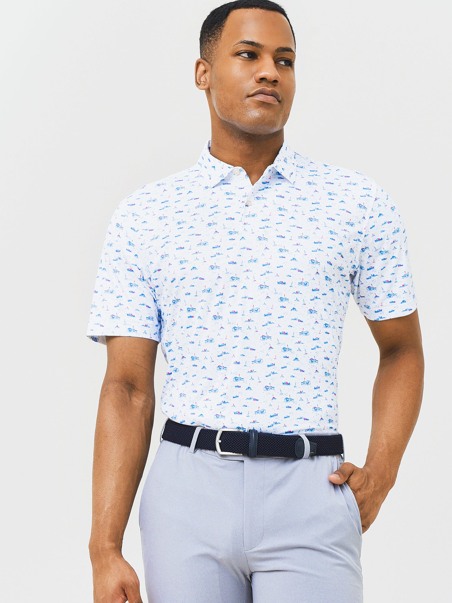 Peter Millar Crown Sport Men's Featherweight Going Coastal Polo - Saint Bernard