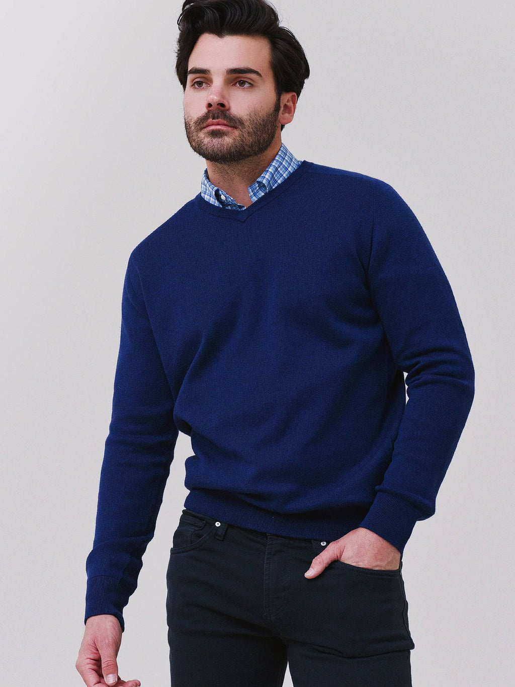Peter Millar Crown Crafted Men's Deuce Interlock V-Neck Sweater - Saint Bernard
