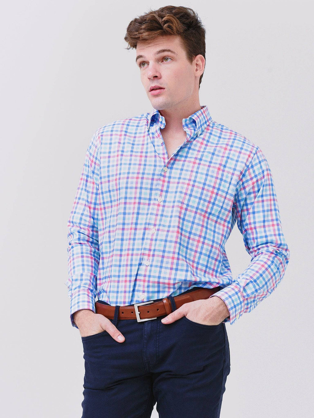 Peter Millar Crown Sport Men's Fayette Performance Twill Sport Shirt - Saint Bernard