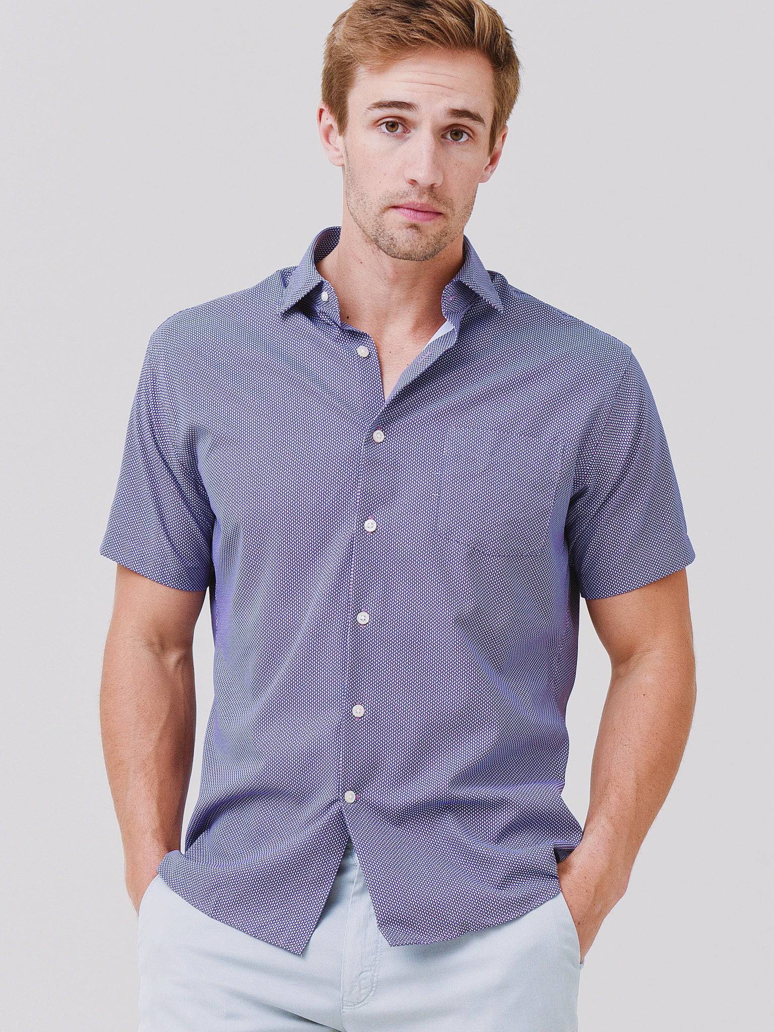 Peter Millar Crown Sport Men's Ellis Performance Poplin Sport Shirt - Saint Bernard
