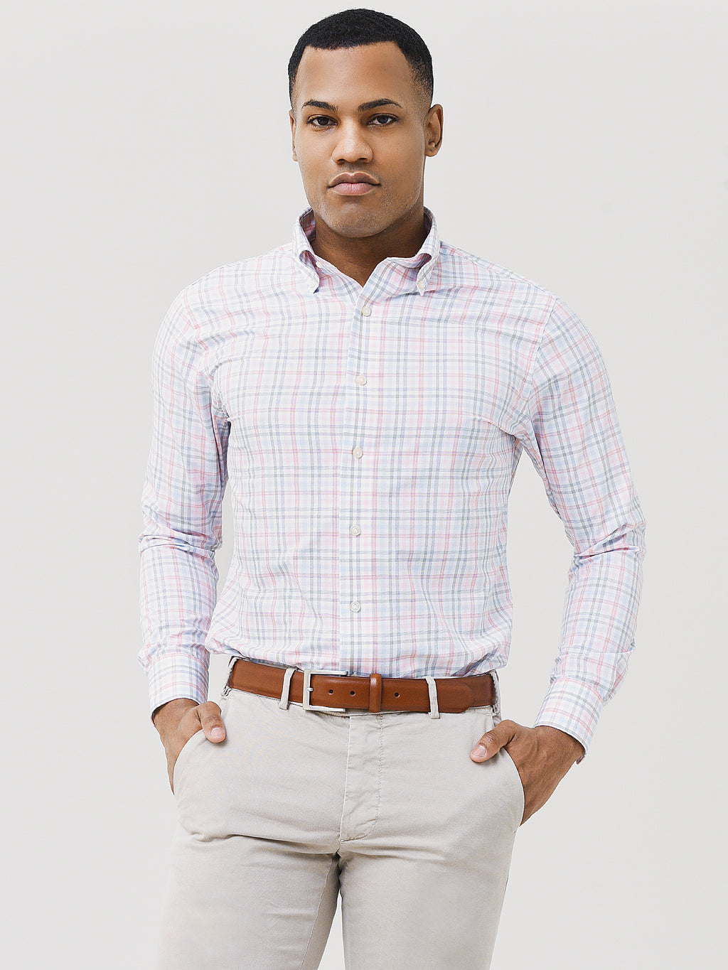 Peter Millar Crown Crafted Men's Wayne Performance Poplin Sport Shirt - Saint Bernard