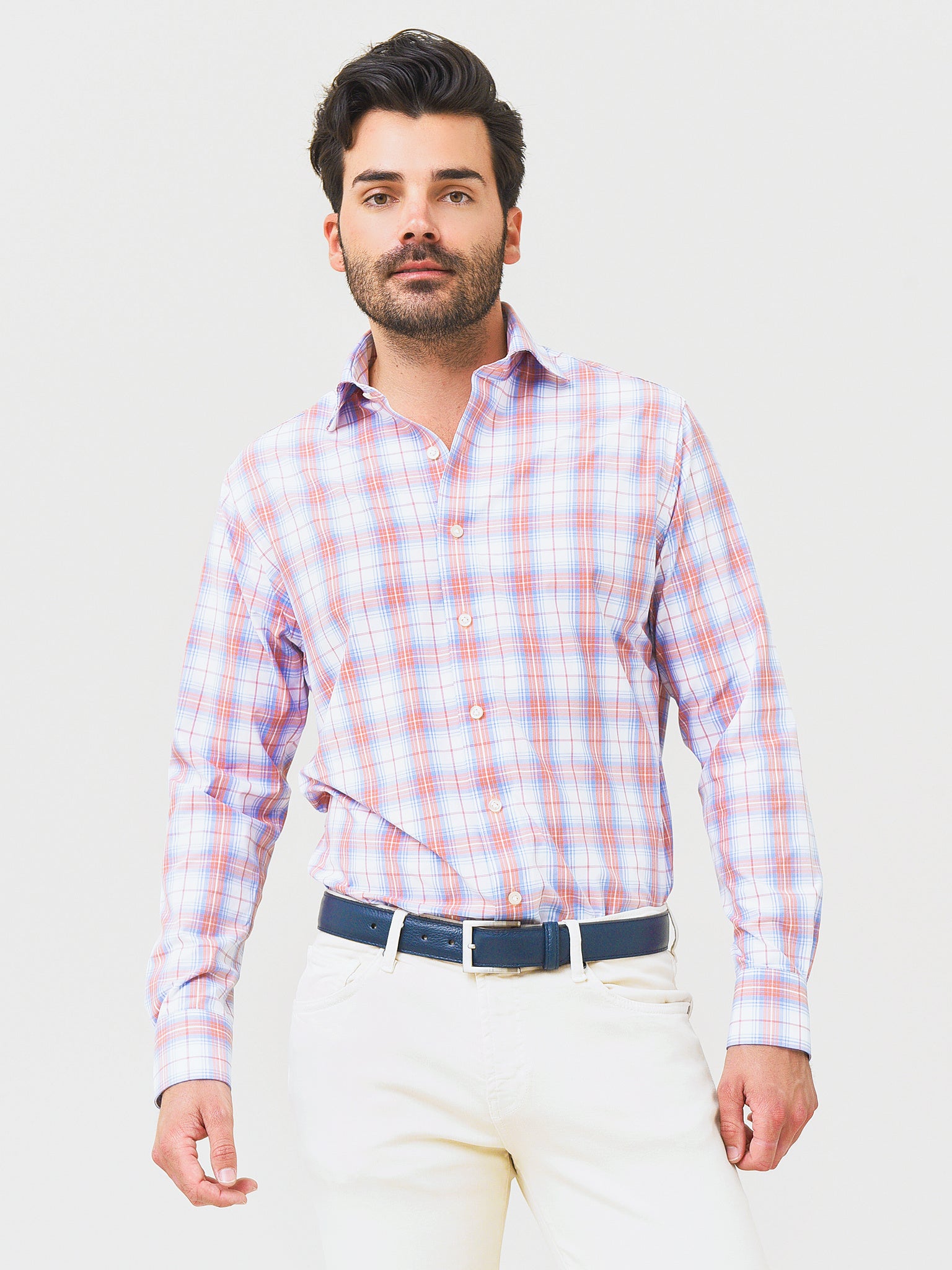 Peter Millar Crown Crafted Men's Oscar Performance Poplin Sport Shirt - Saint Bernard