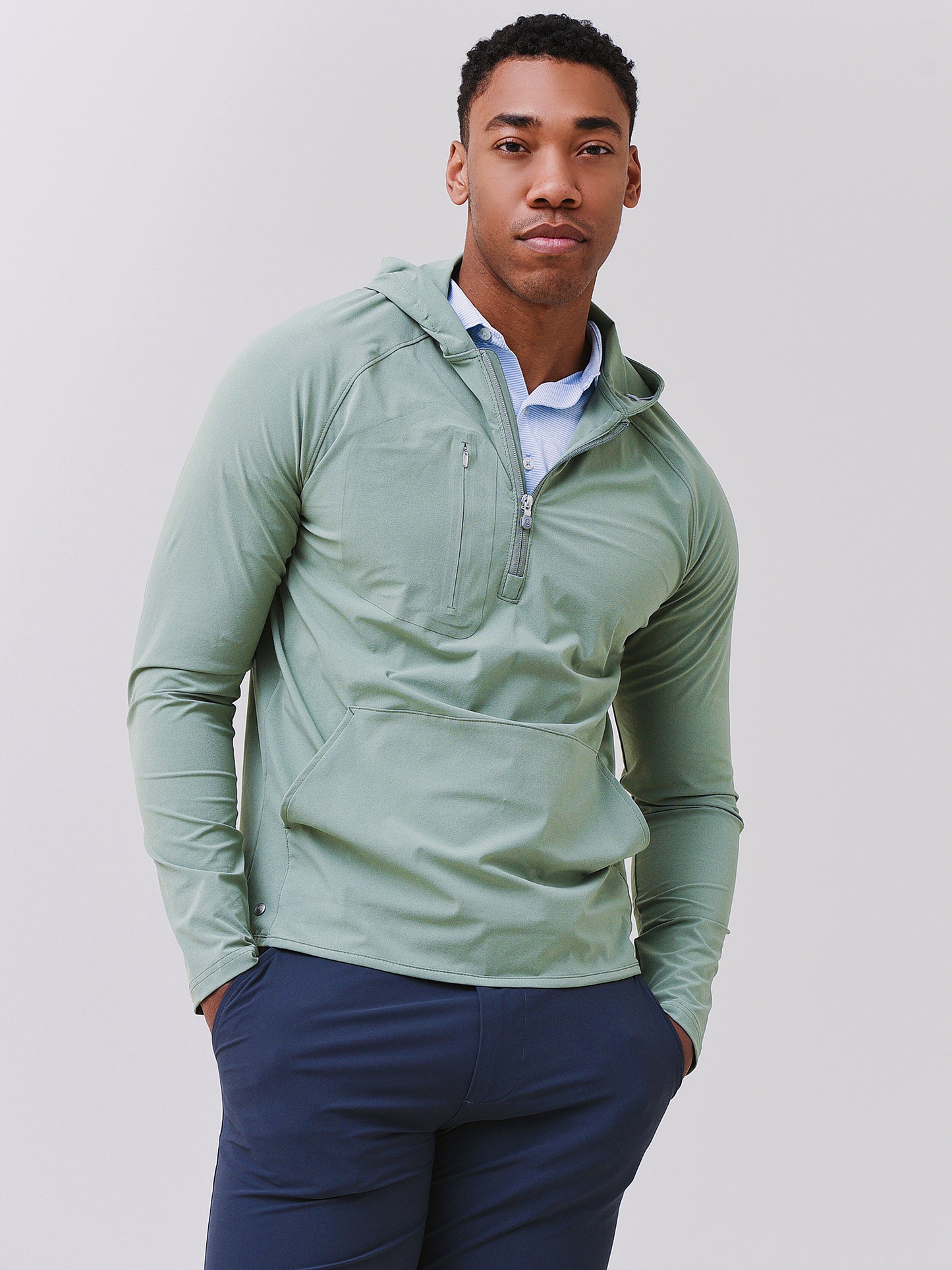 Peter Millar Crown Crafted Men's Flex Adapt Half-Zip Hoodie - Saint Bernard