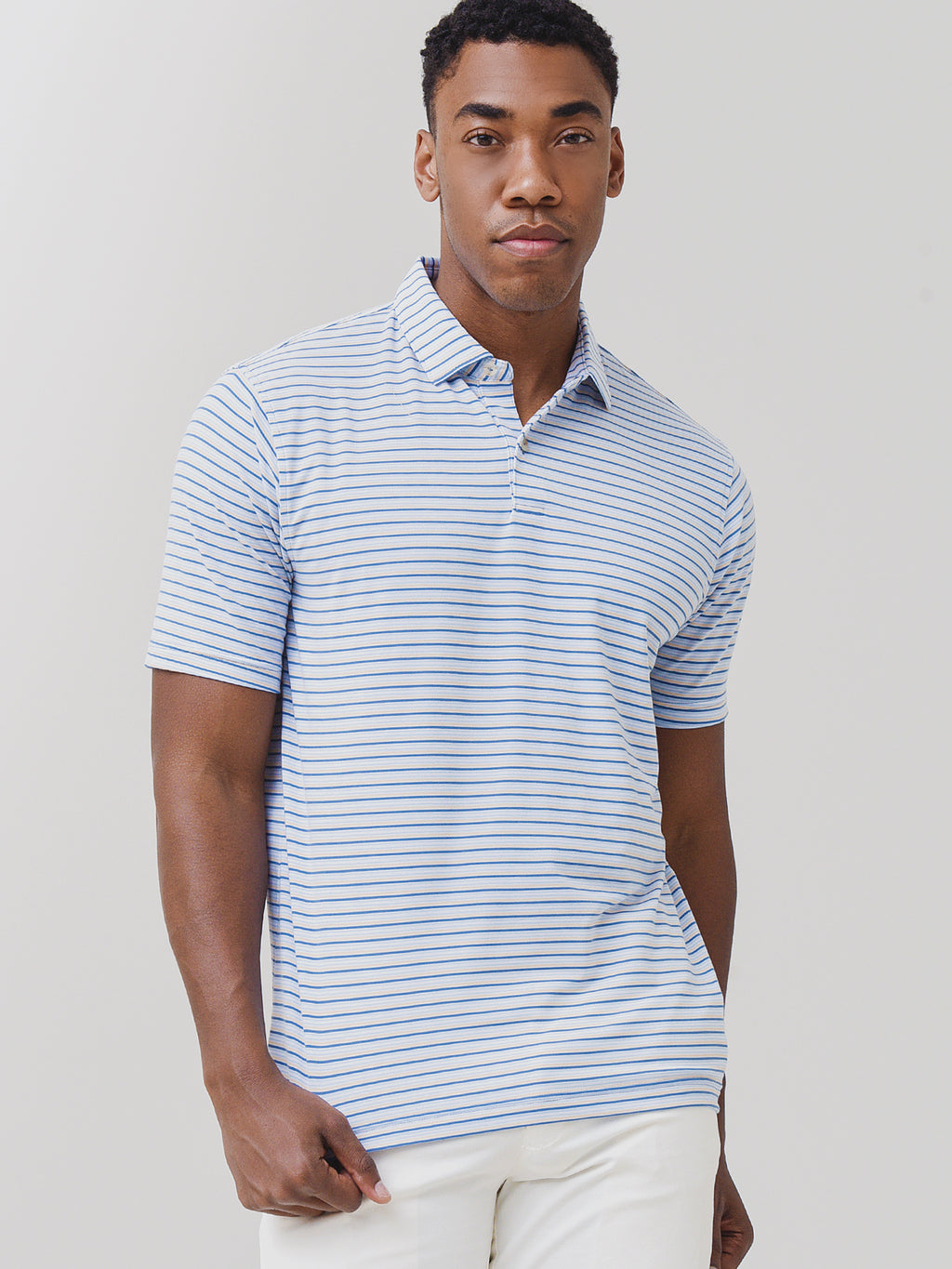 Peter Millar Seaside Men's Drirelease® Natural Touch Surf Stripe Polo - Saint Bernard