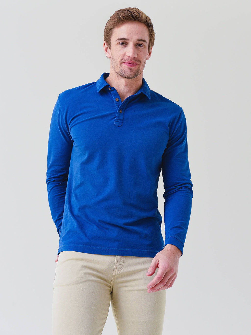 Peter Millar Crown Men's Lava Wash Long Sleeve Polo - Saint Bernard