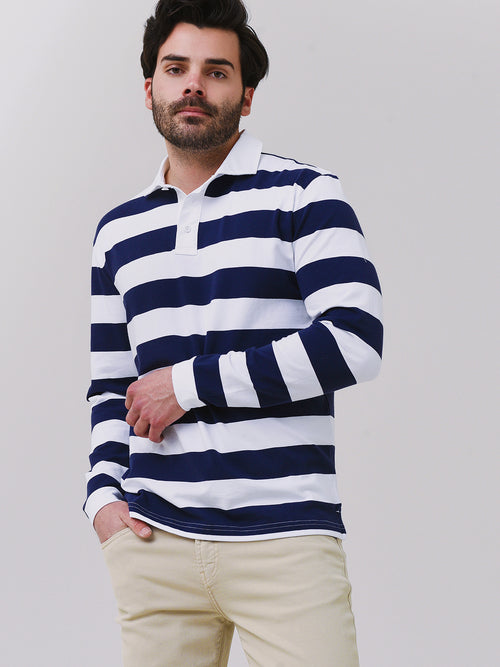 Peter Millar Crown Men's Vertigo Rugby Long Sleeve Polo