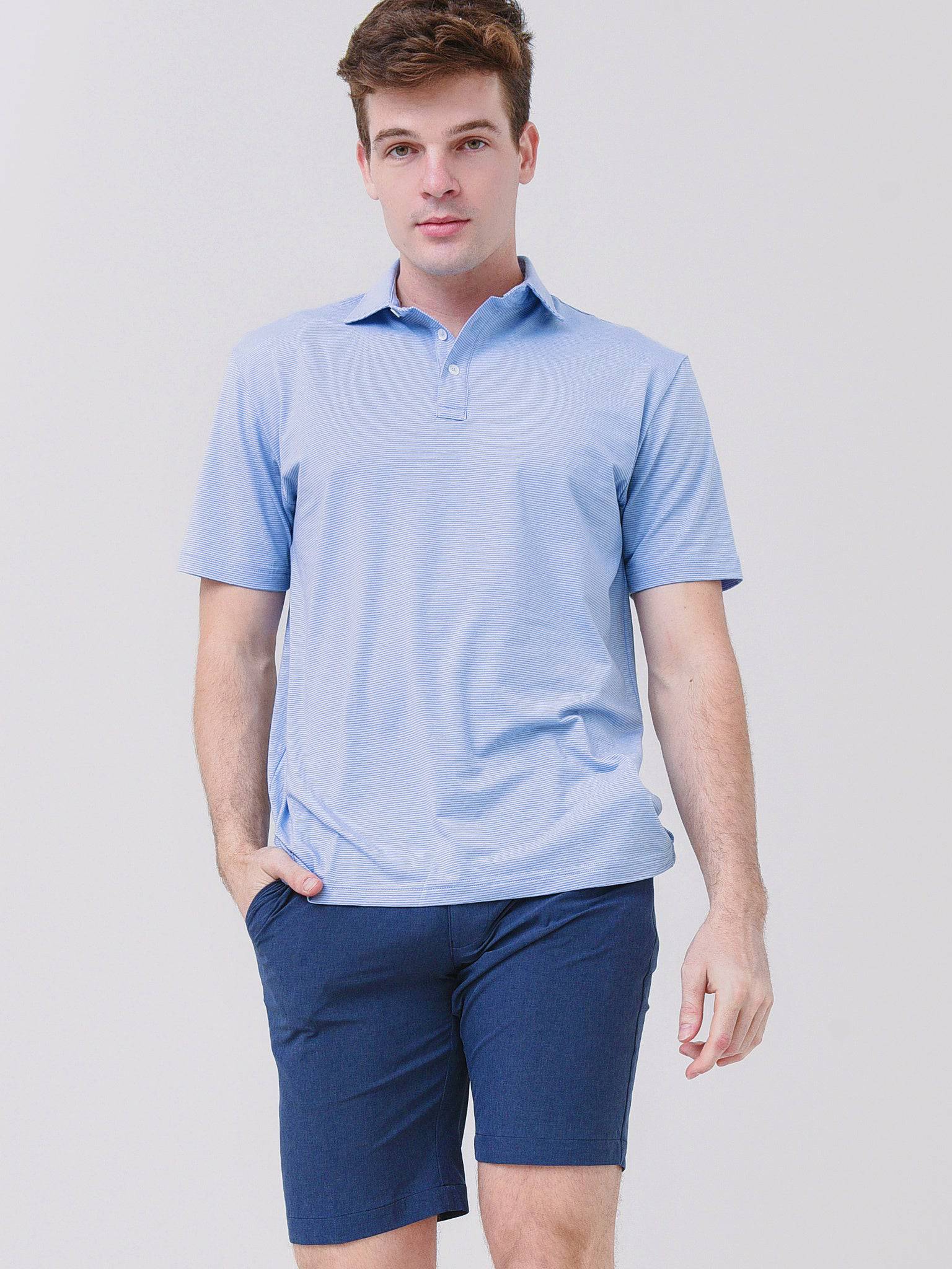 Peter Millar Crown Men's Crest Isle Stripe Short Sleeve Polo - Saint Bernard