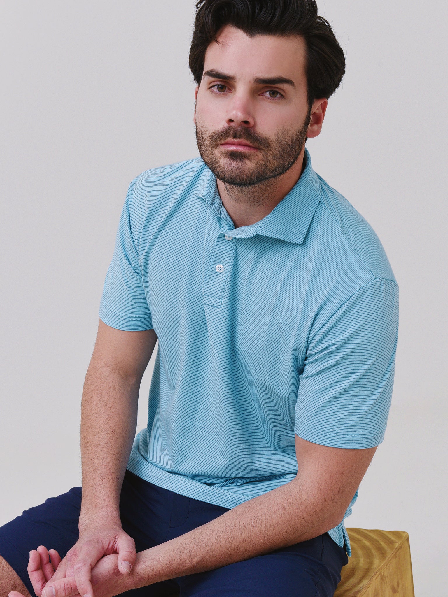 Peter Millar Crown Men's Crest Isle Stripe Short Sleeve Polo - Saint Bernard