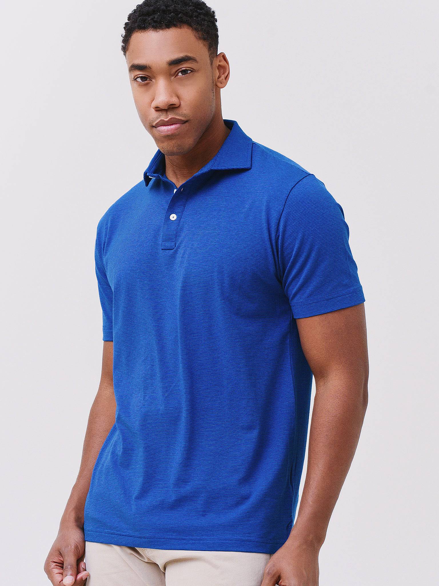 Peter Millar Crown Men's Crest Isle Stripe Short Sleeve Polo - Saint Bernard