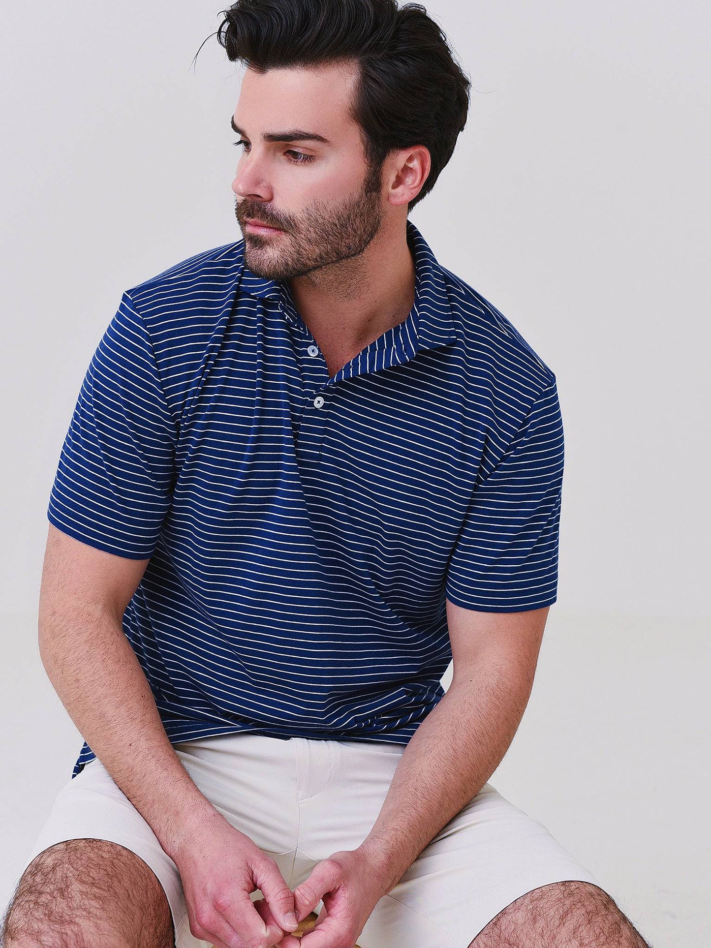 Peter Millar Crown Men's Crest Shallows Stripe Short Sleeve Polo - Saint Bernard