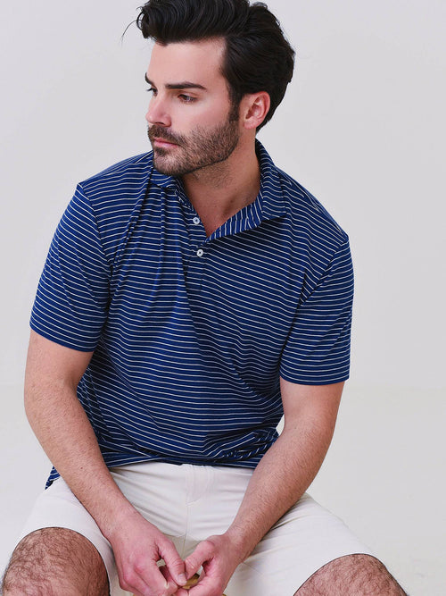 Peter Millar Crown Men's Crest Shallows Stripe Short Sleeve Polo