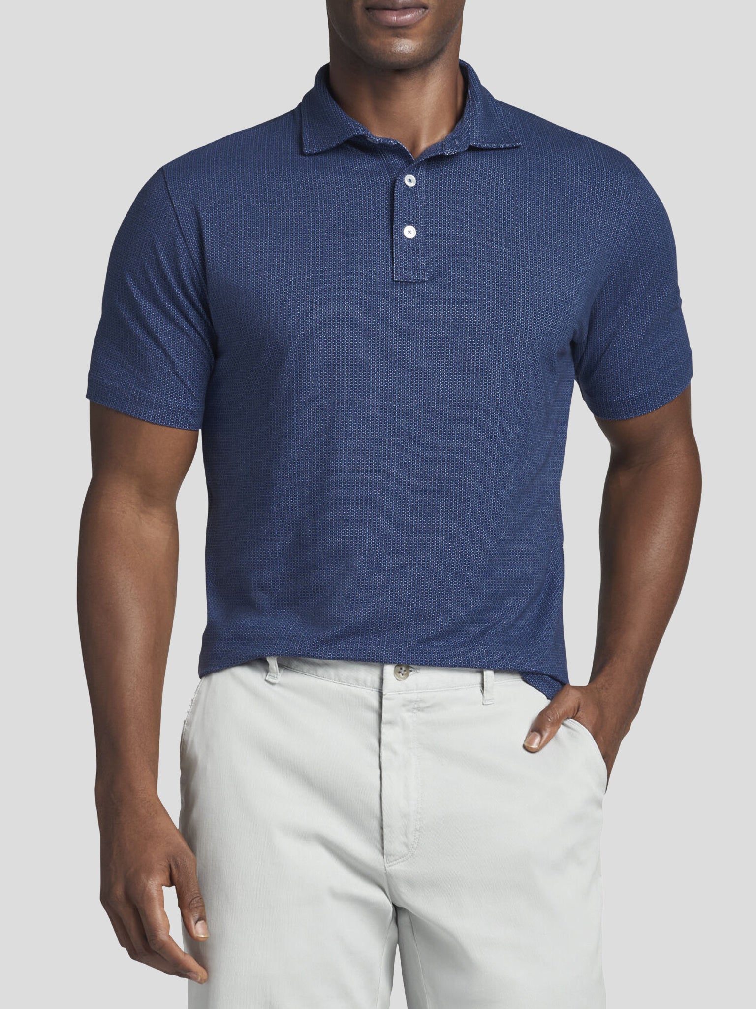 Peter Millar Crown Men's Crest Tidal Print Short Sleeve Polo - Saint Bernard