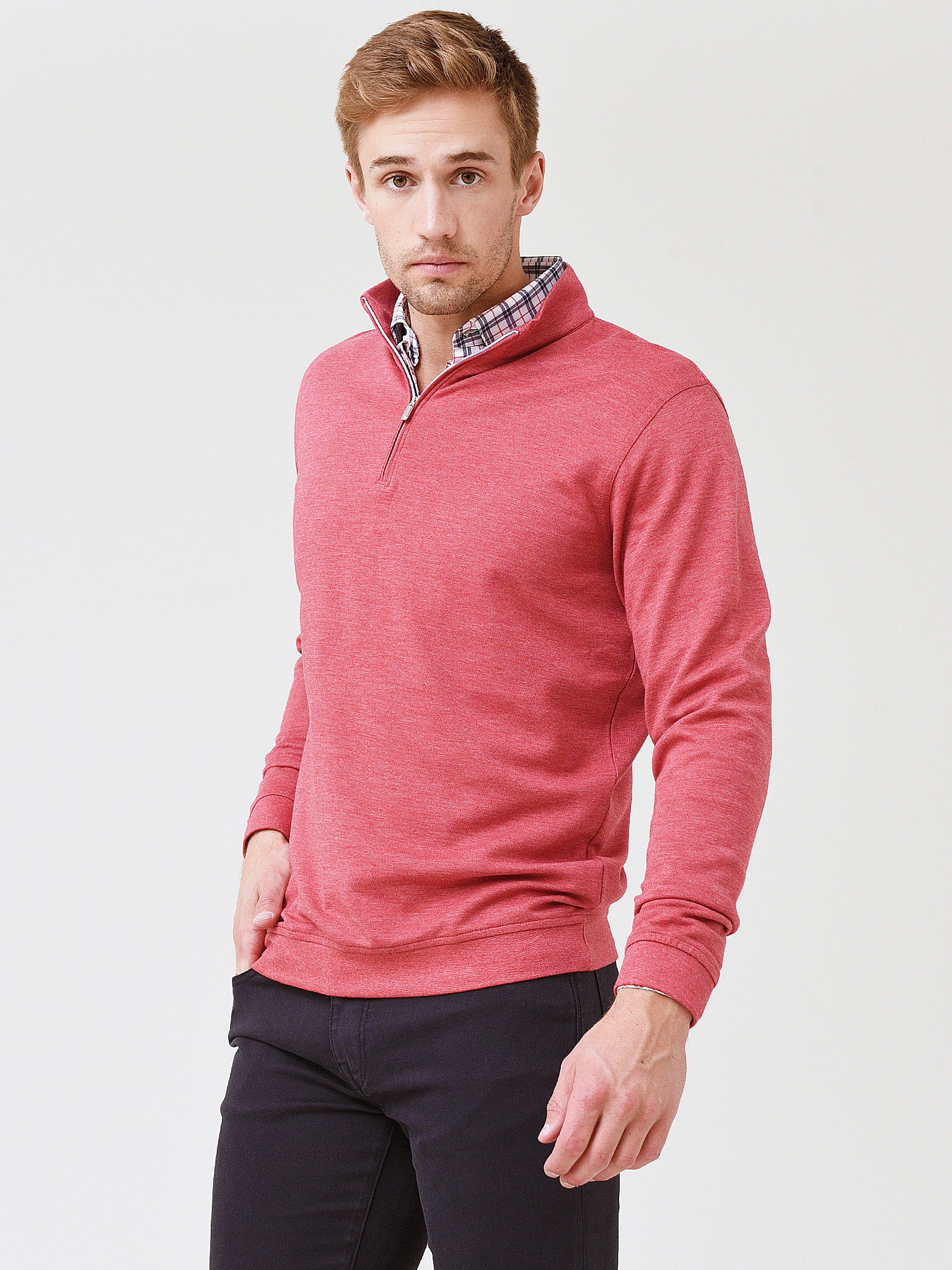 Peter Millar Crown Men's Comfort Interlock Quarter-Zip - Saint Bernard