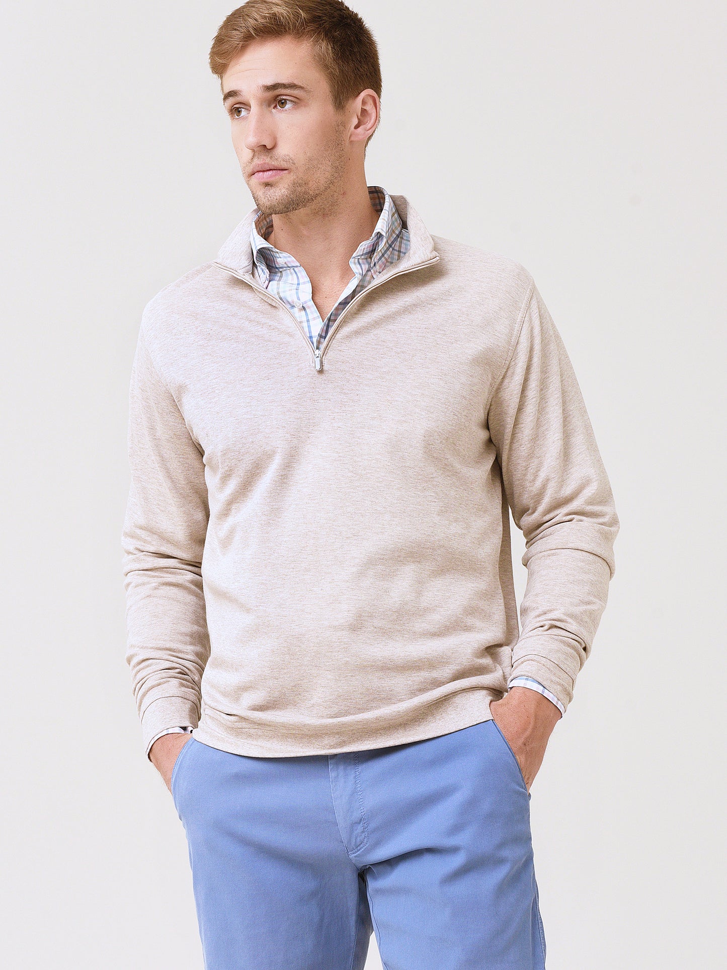 Peter Millar Crown Men's Comfort Interlock Quarter-Zip - Saint Bernard