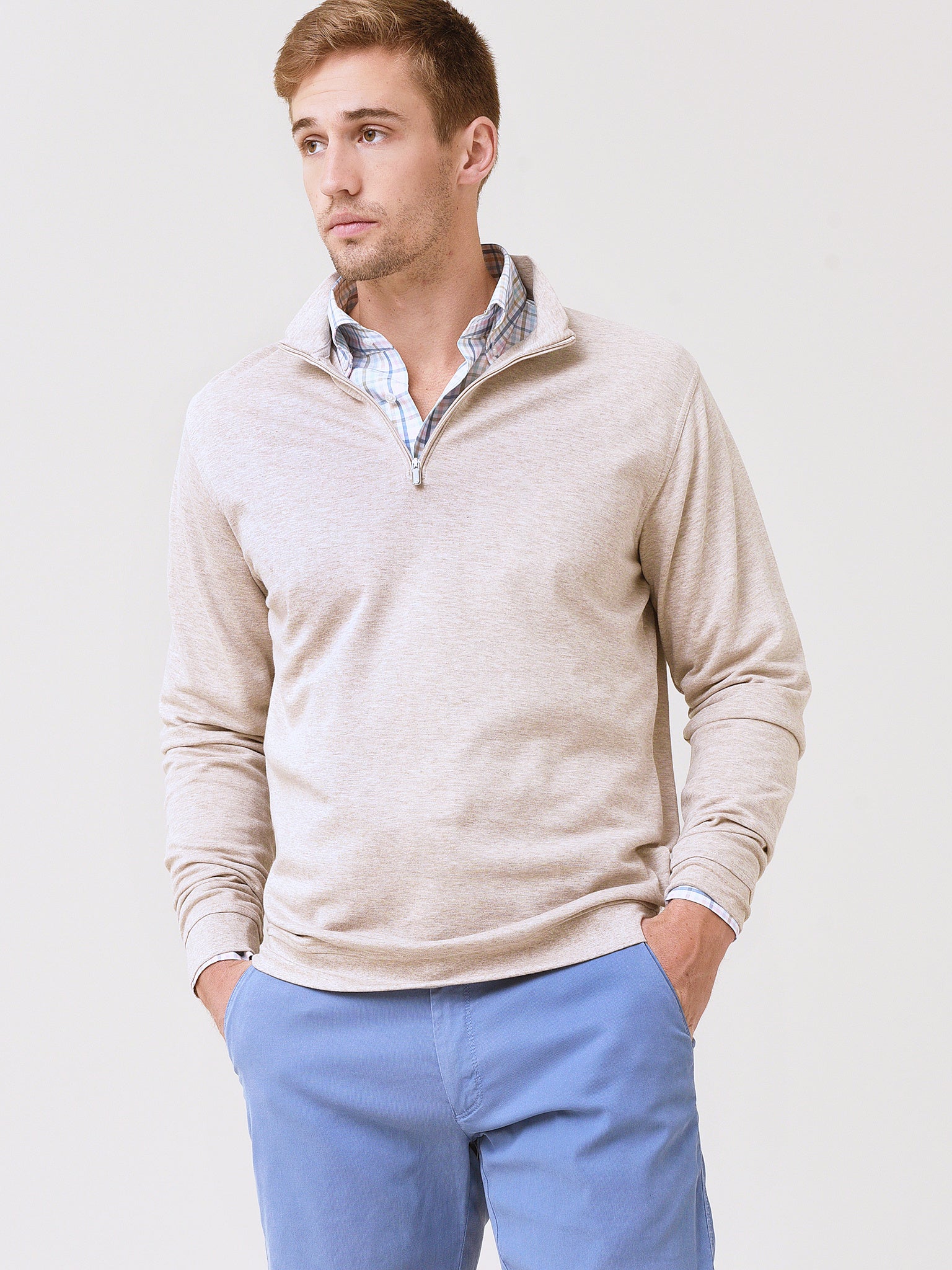 Peter Millar Crown Men's Comfort Interlock Quarter-Zip - Saint Bernard