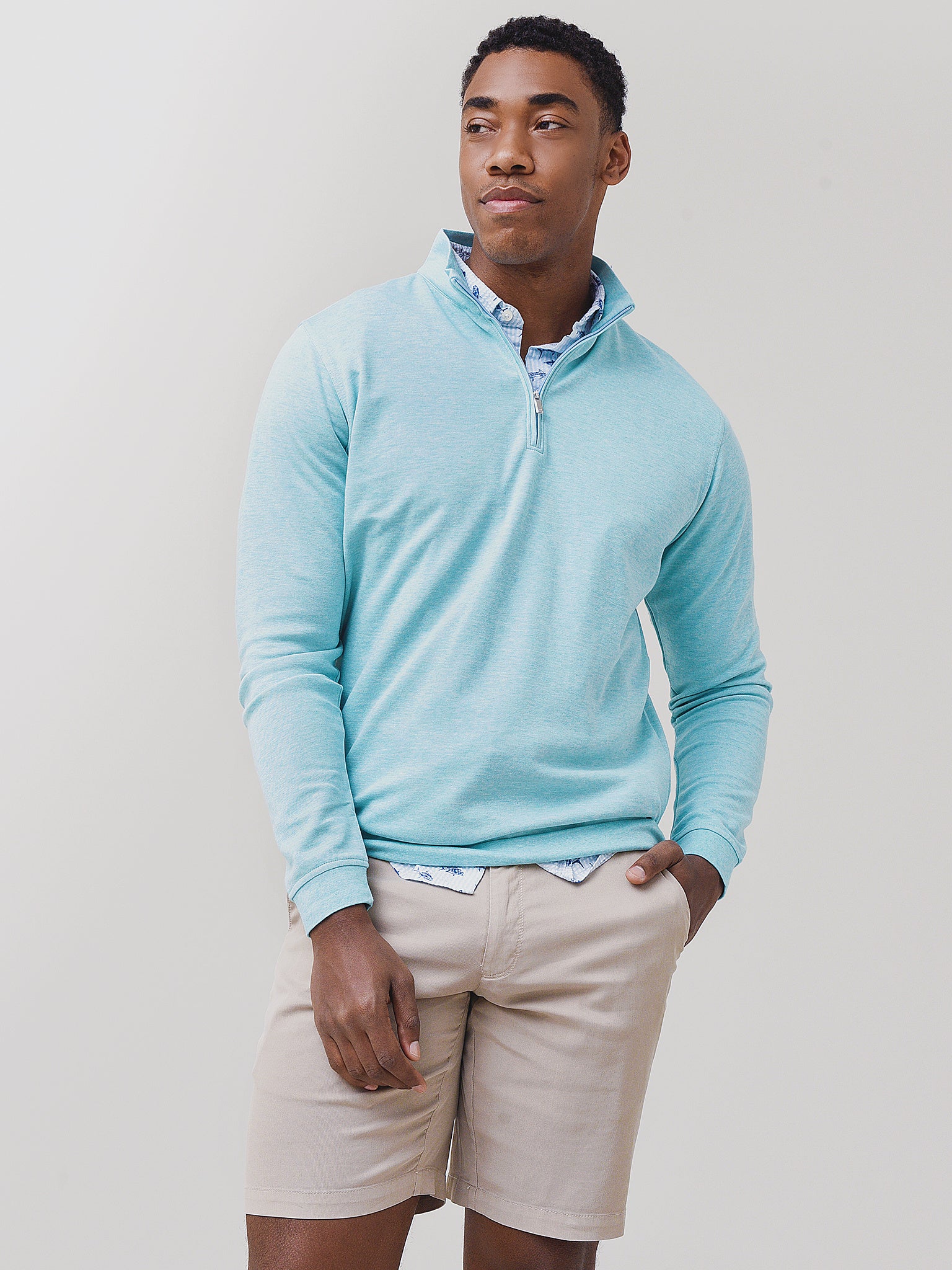 Peter Millar Crown Men's Comfort Interlock Quarter-Zip - Saint Bernard