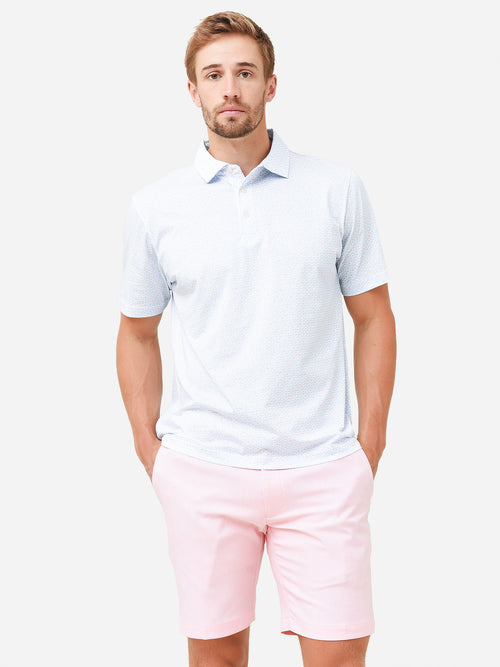 Peter Millar Seaside Men's Harkers Shell Geo Aqua Cotton Polo